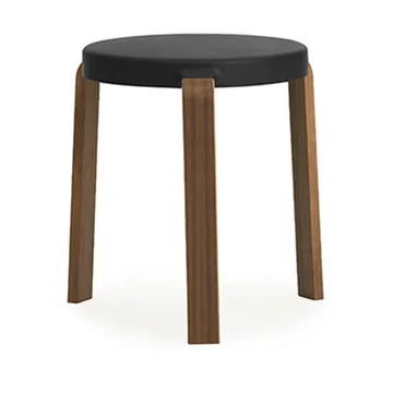 Tap rund krakk - Black, valnøttben, Ø35x43 cm - Normann Copenhagen
