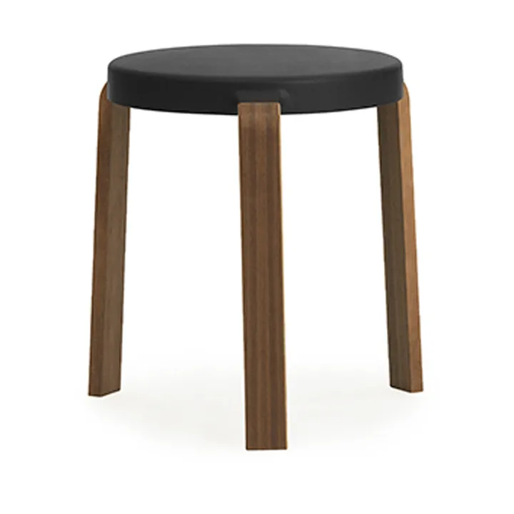 Tap rund krakk - Black, valnøttben, Ø35x43 cm - Normann Copenhagen