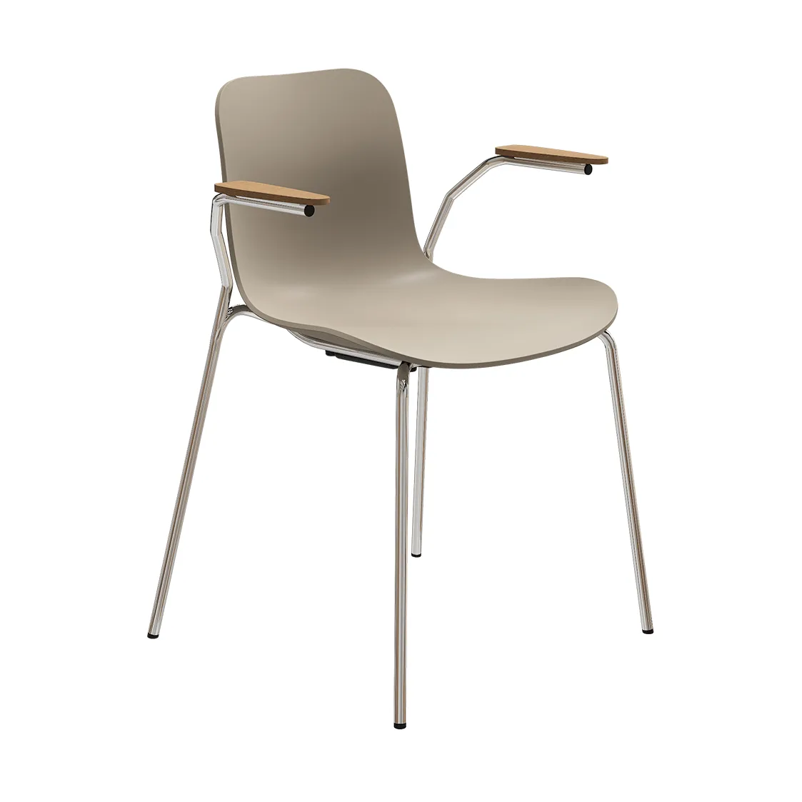 Langue stol med armlener, Warm grey-krommet stativ, armlener light smoke NORR11