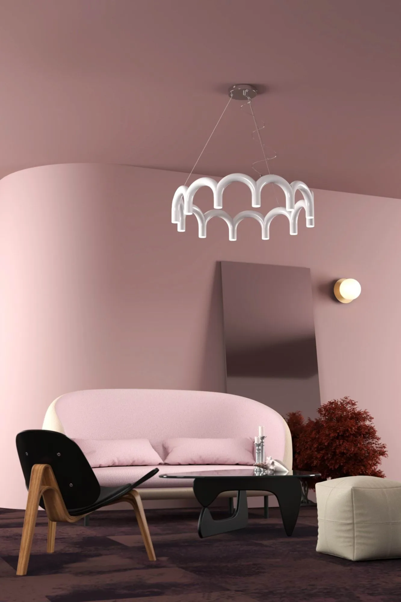 Arch circle takpendel Ø 76 cm, White, Ø98 cm Oblure