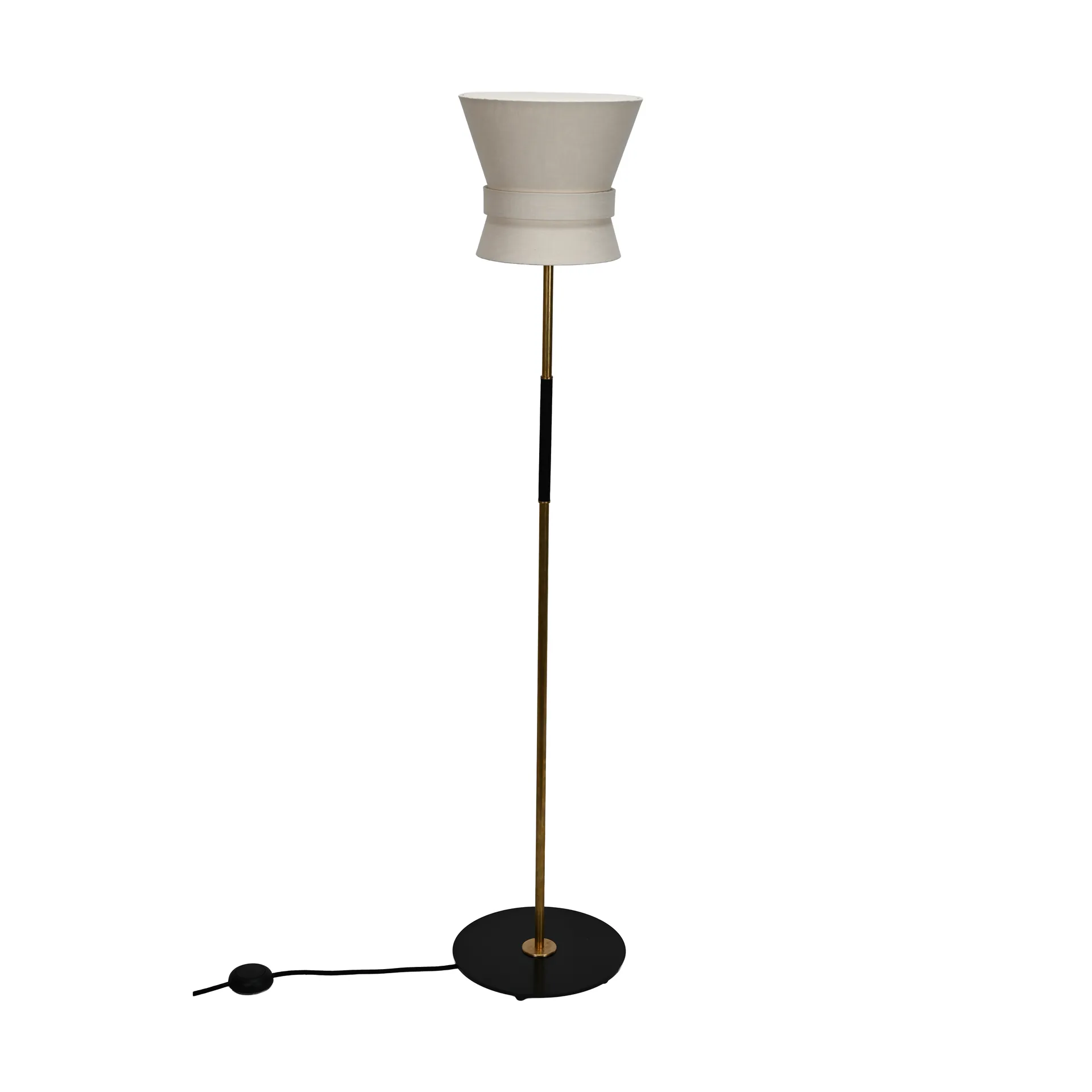 Bow gulvlampe, Rå messing-cream white, liten 147 cm Örsjö Belysning