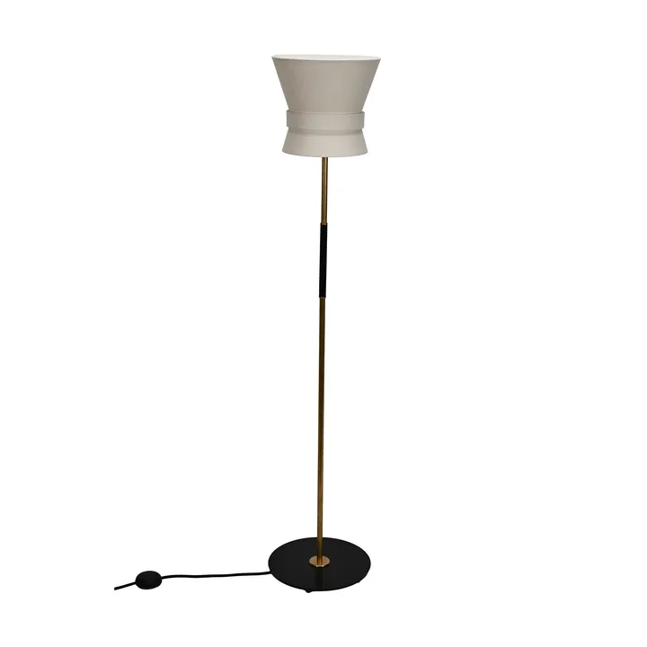 Bow gulvlampe - Rå messing-cream white, liten 147 cm - Örsjö Belysning