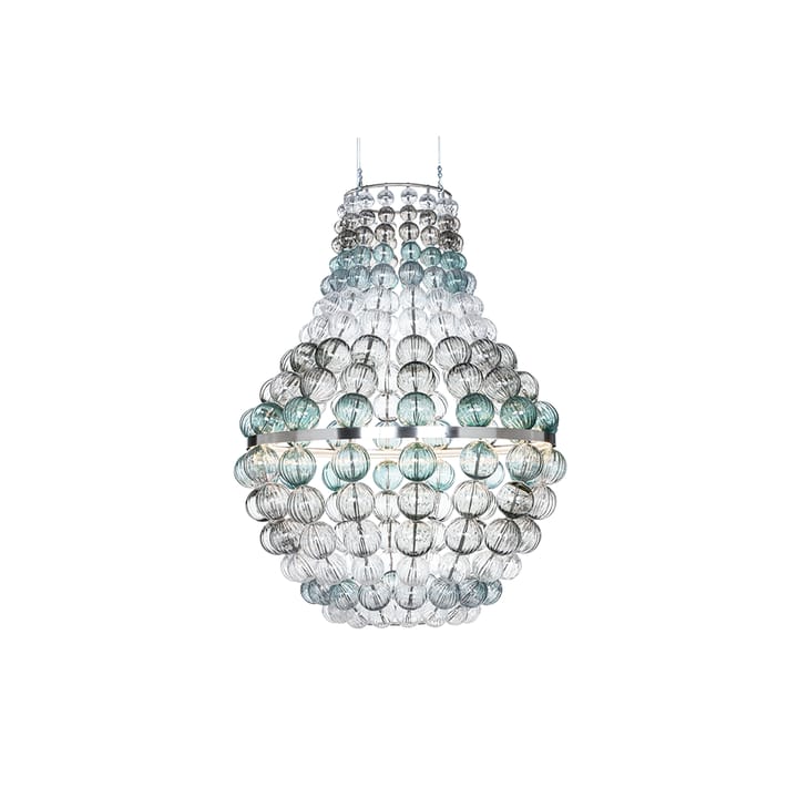 The Crown lysekrone - rustfritt stål, grønt, røykfarget & klart glass - Örsjö Belysning