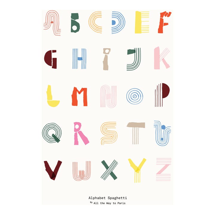 Alphabet Spaghetti ENG Multi-colour plakat - 50 x 70 cm - Paper Collective