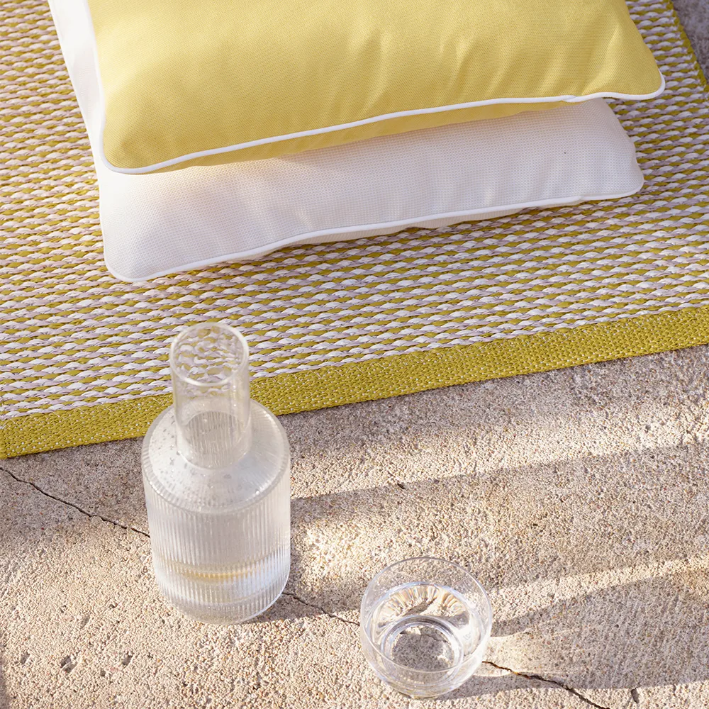 Effi baderomsmatte, pale turquoise/grass green/vanilla, 60x85 cm Pappelina