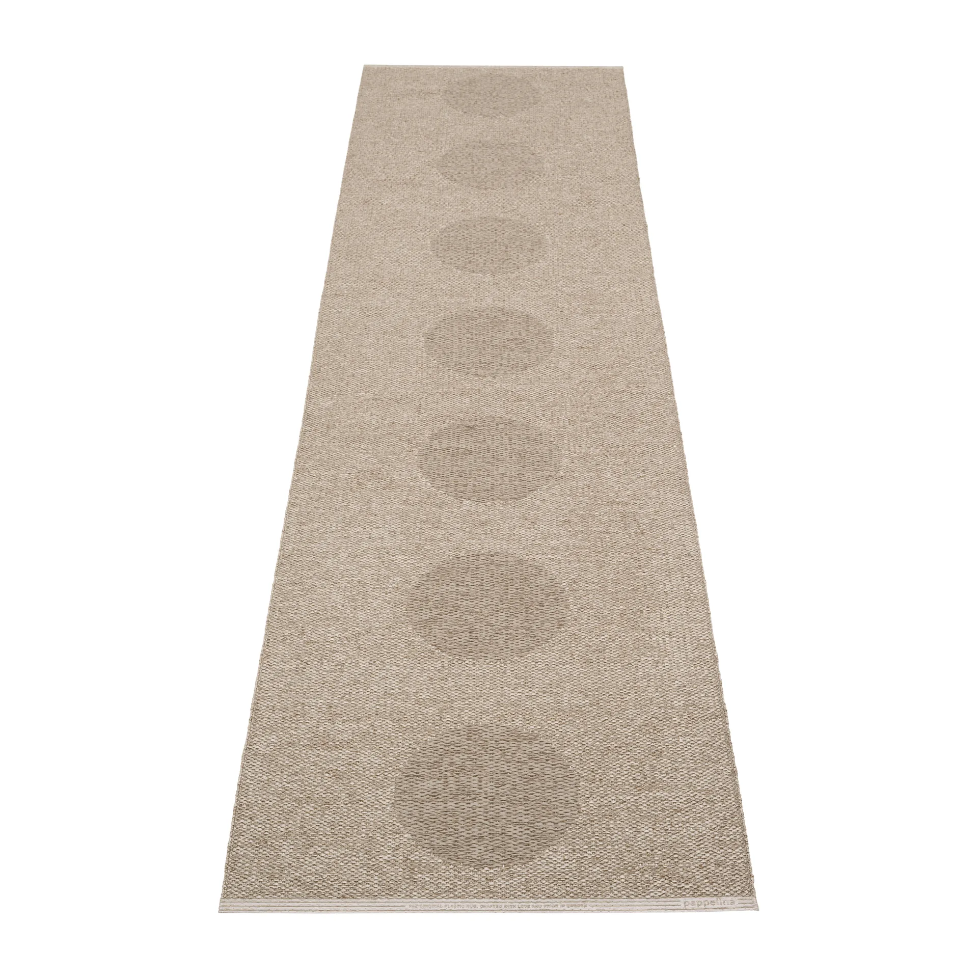 Vera 2.0 plastmatte dark linen-linen metallic, 70x280 cm Pappelina