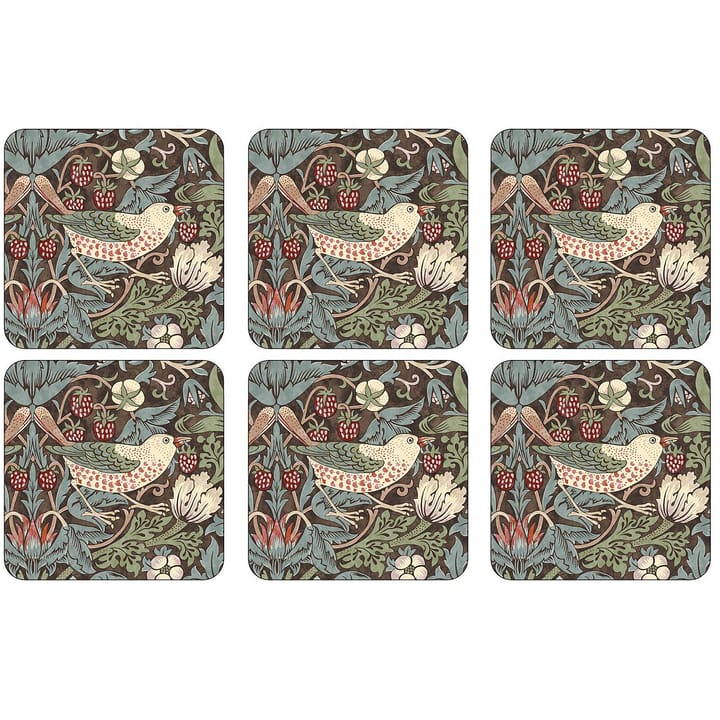 Strawberry Thief glassbrikke 6-stk - Brun - Pimpernel