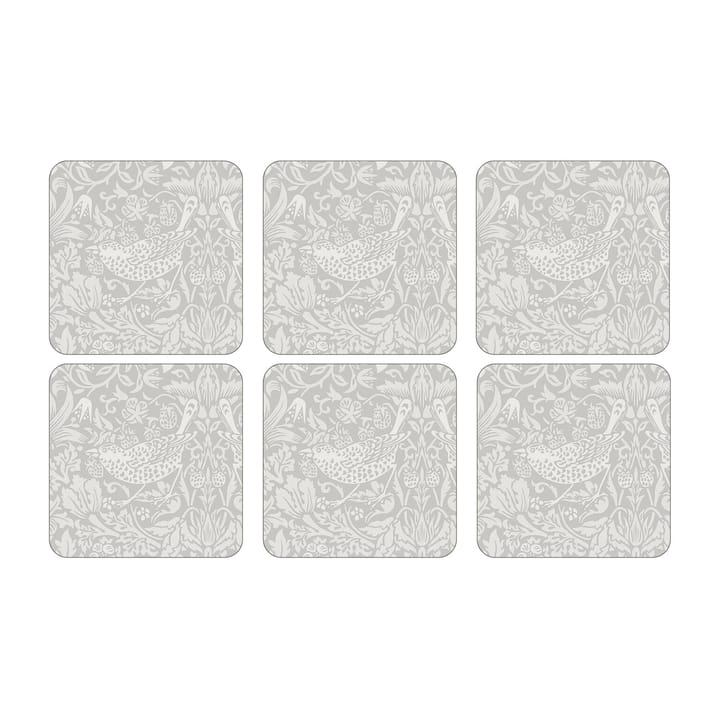 Strawberry Thief glassunderlag 6-pakning - Grey - Pimpernel