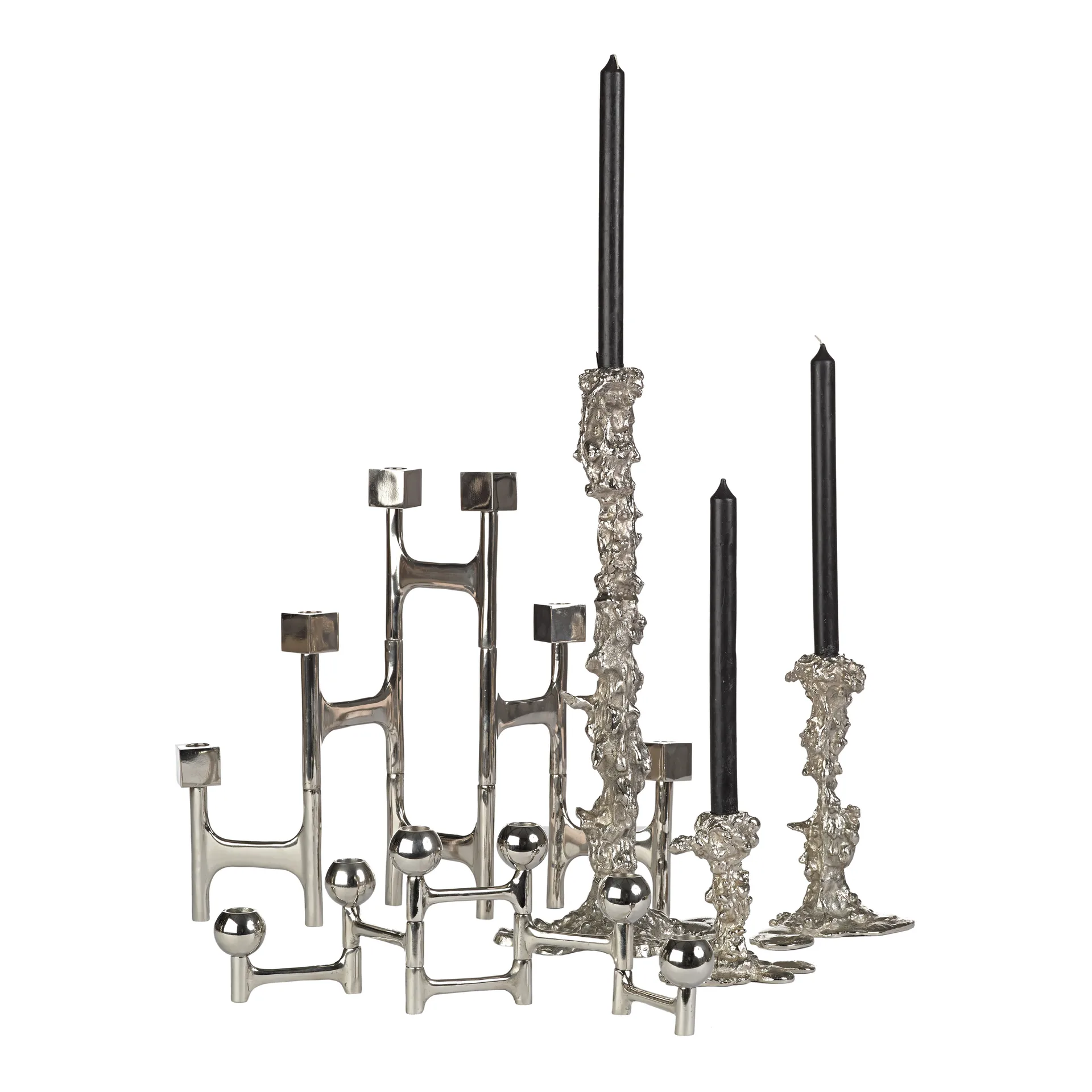 Round Folding lysestake 48 x 15 cm, Sølv POLSPOTTEN