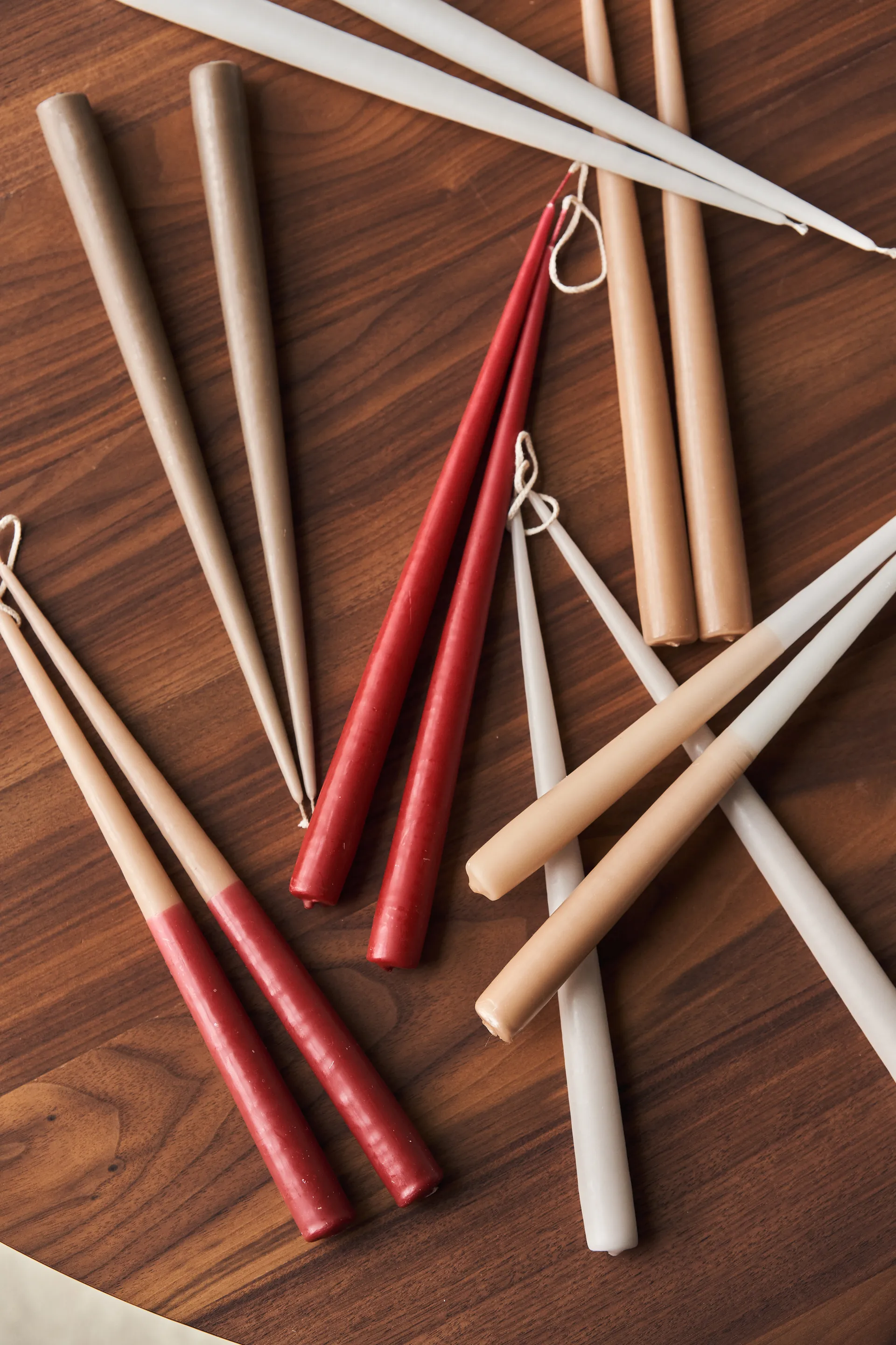 Affinity antikklys tofargede 4-pakning 32cm, Beige-red Scandi Essentials