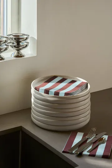 Bold Stripe papirserviett - Vinrød-blå, 20‑pakning, 33x33 cm - Scandi Essentials