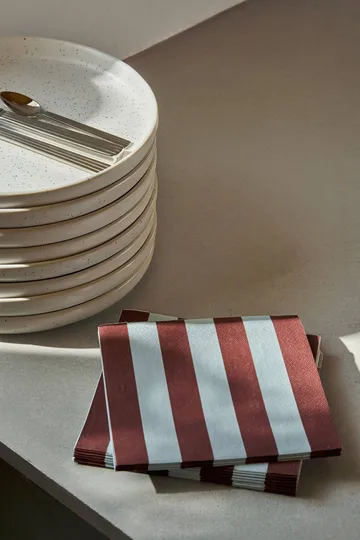 Bold Stripe papirserviett - Vinrød-blå, 20‑pakning, 33x33 cm - Scandi Essentials