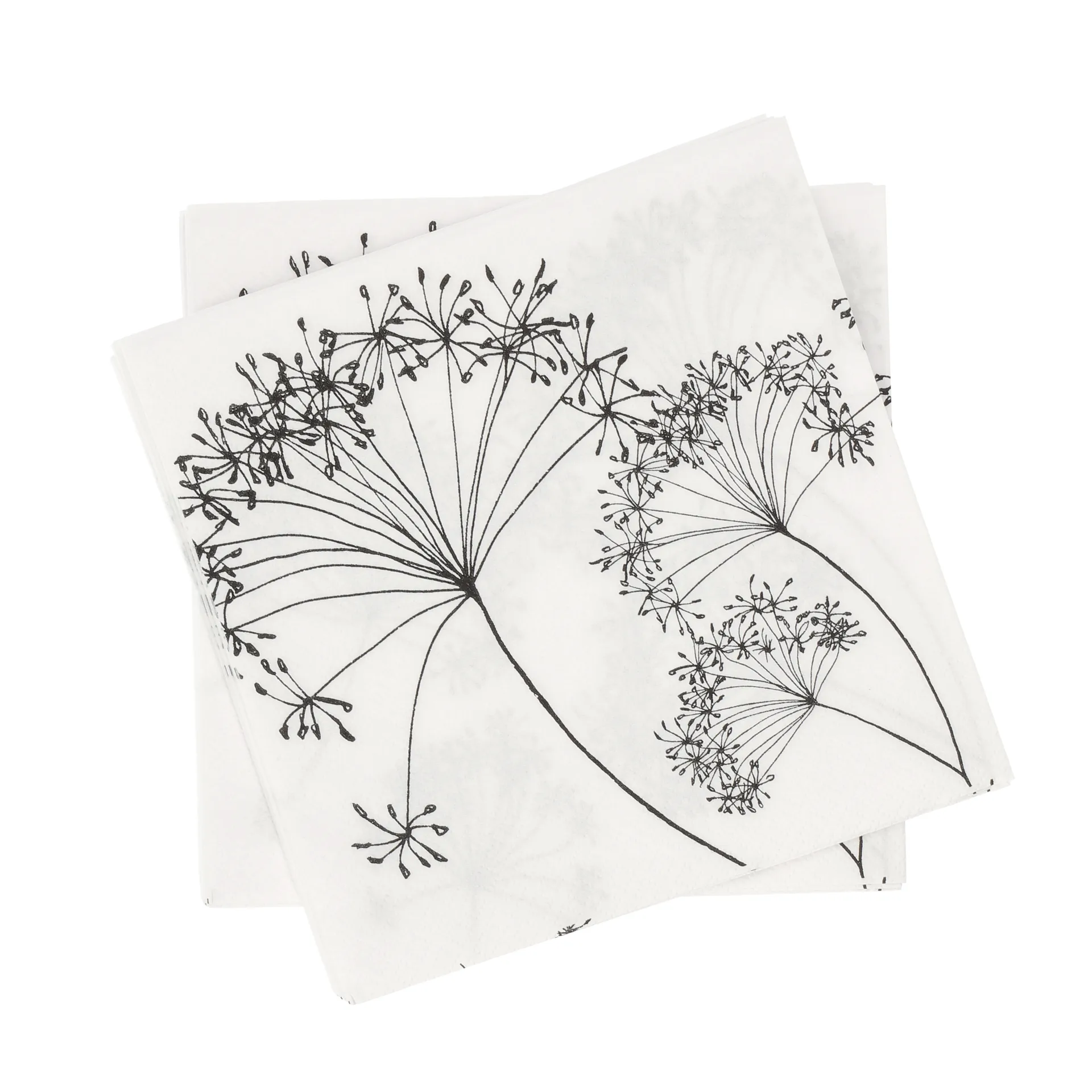 Botanical papirserviett, Hvit-svart, 20‑pakning, 33x33 cm Scandi Essentials
