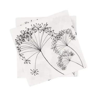 Botanical papirserviett - Hvit-svart, 20‑pakning, 33x33 cm - Scandi Essentials
