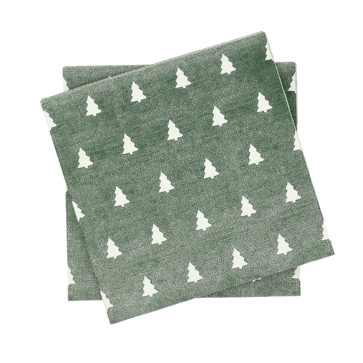 Linen trees servietter 33 x 33 cm 20-pakning - Green-white - Scandi Essentials