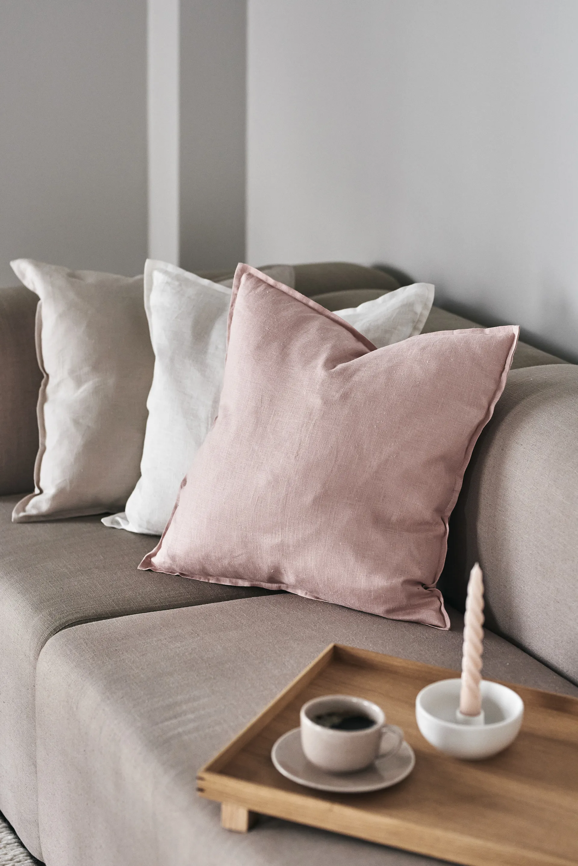 Calm putetrekk lin 50 x 50 cm, Dusty Rose Scandi Living