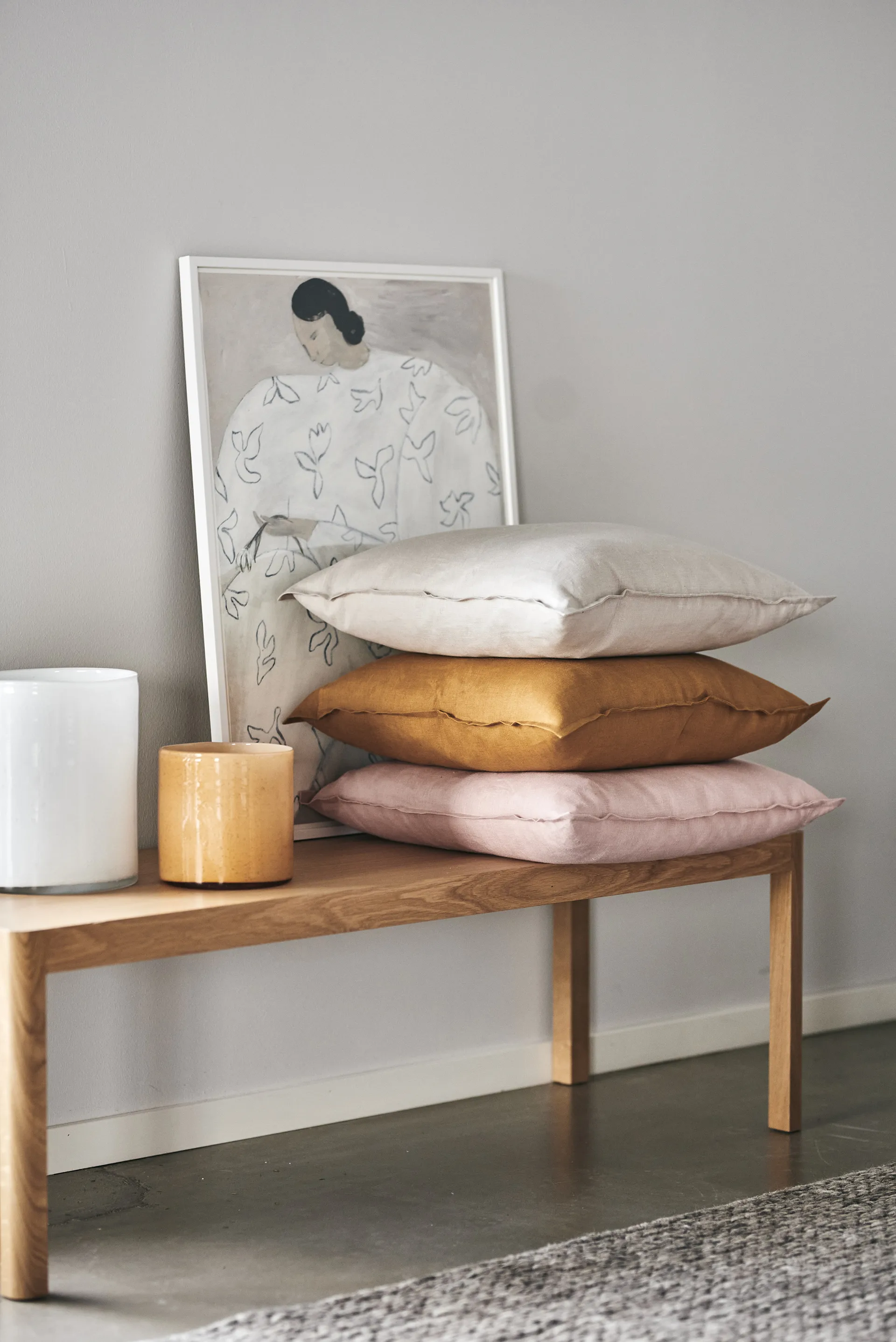 Calm putetrekk lin 50 x 50 cm, Dusty Rose Scandi Living