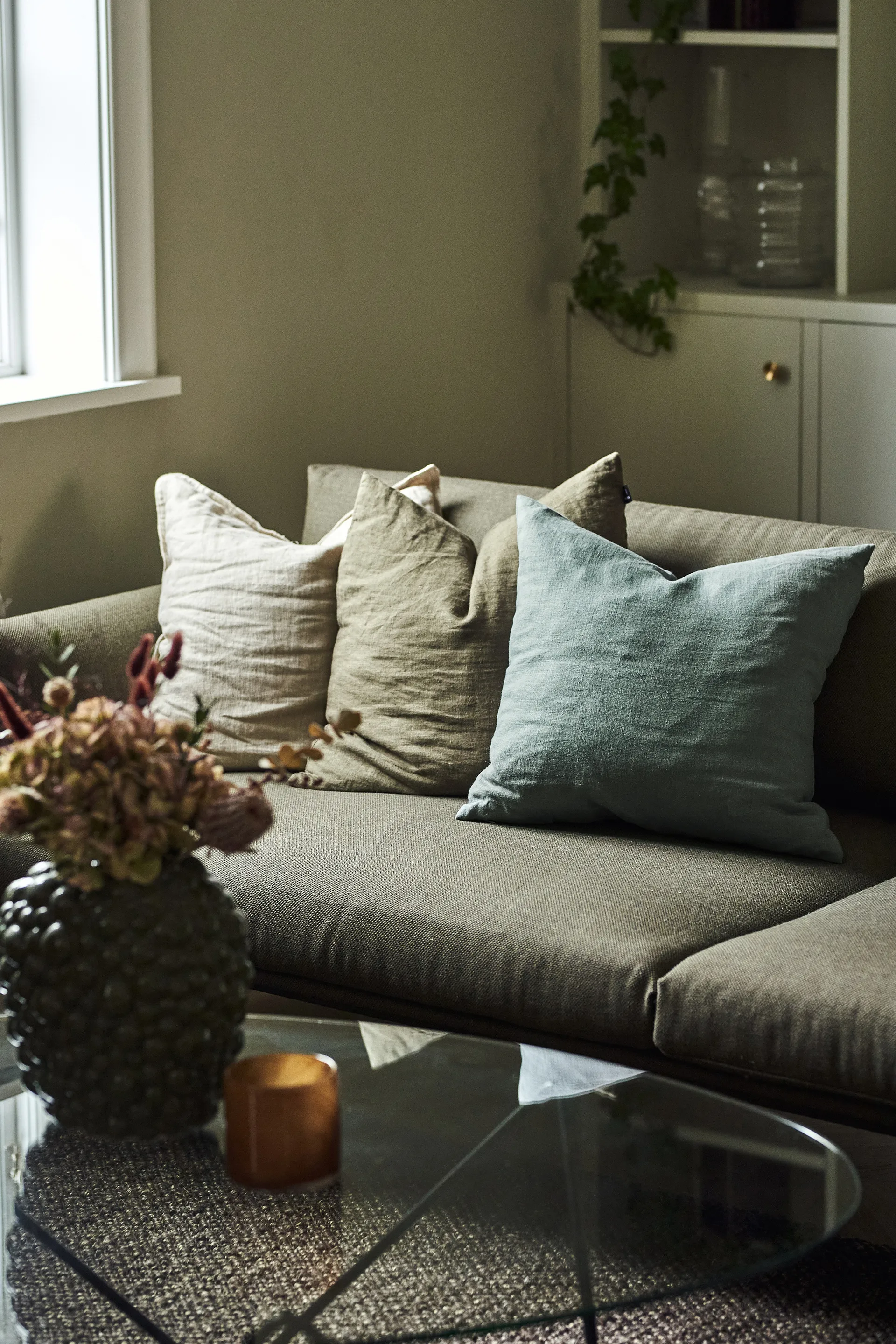 Calm putetrekk lin 50 x 50 cm, Smokey Blue Scandi Living