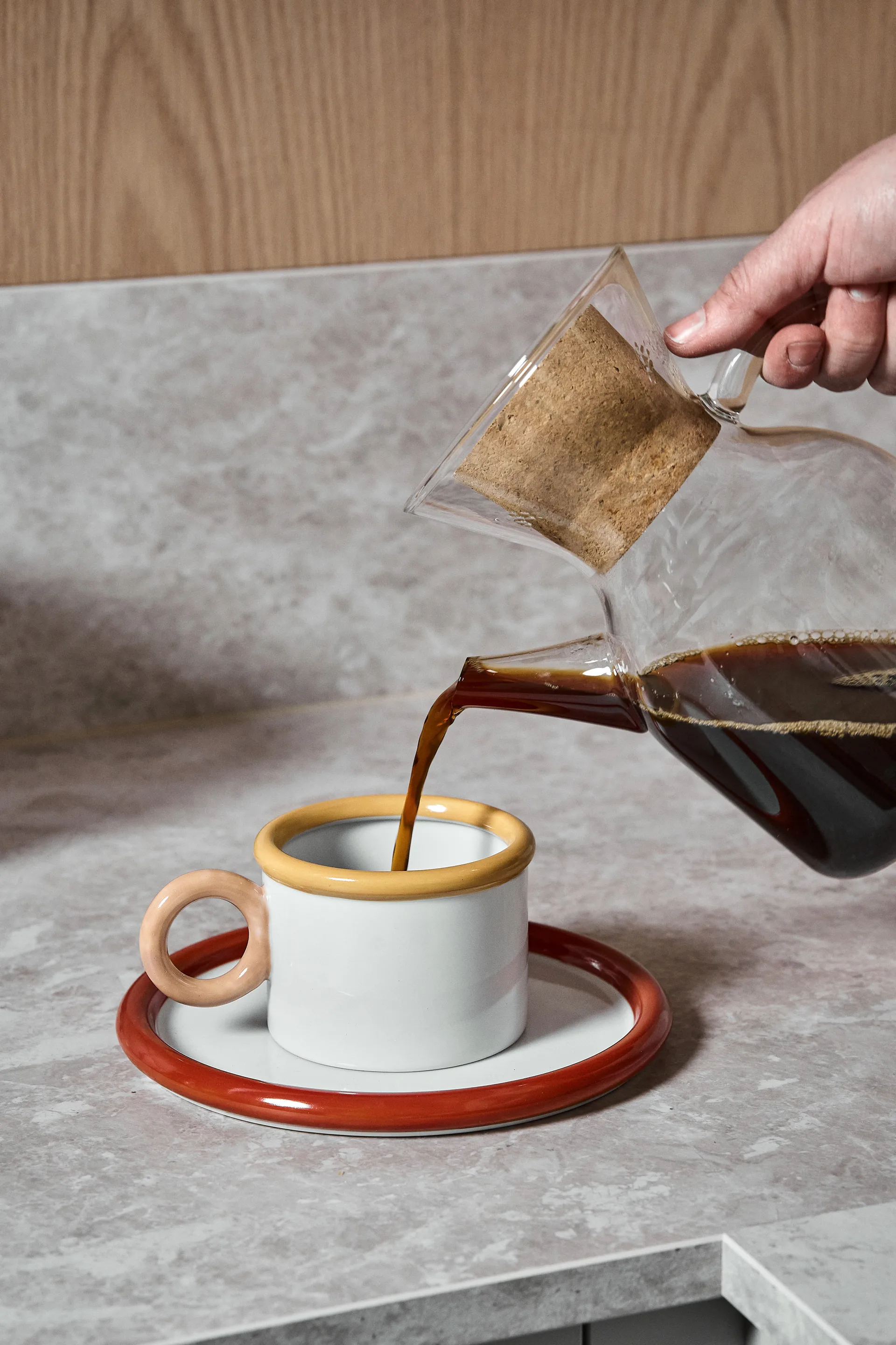 Chunky kopp med fat, Rød-gul Scandi Living