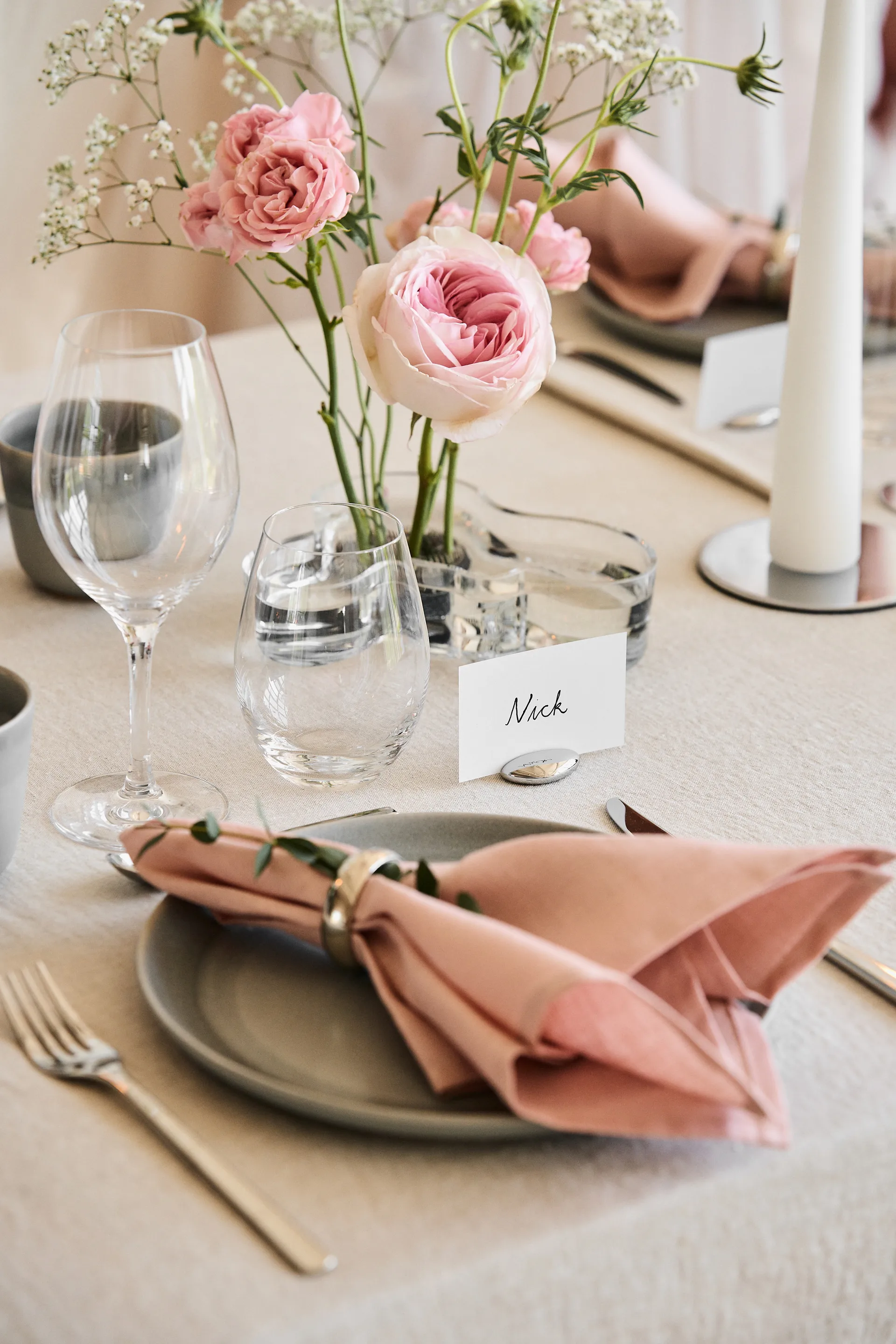 Clean servietter 45 x 45 cm 4-stk., dusty rose Scandi Living