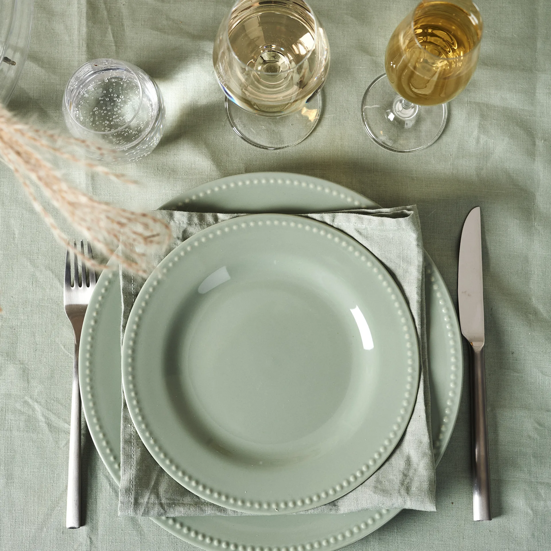 Dots liten tallerken 22 cm 4 stk, Grønt Scandi Living