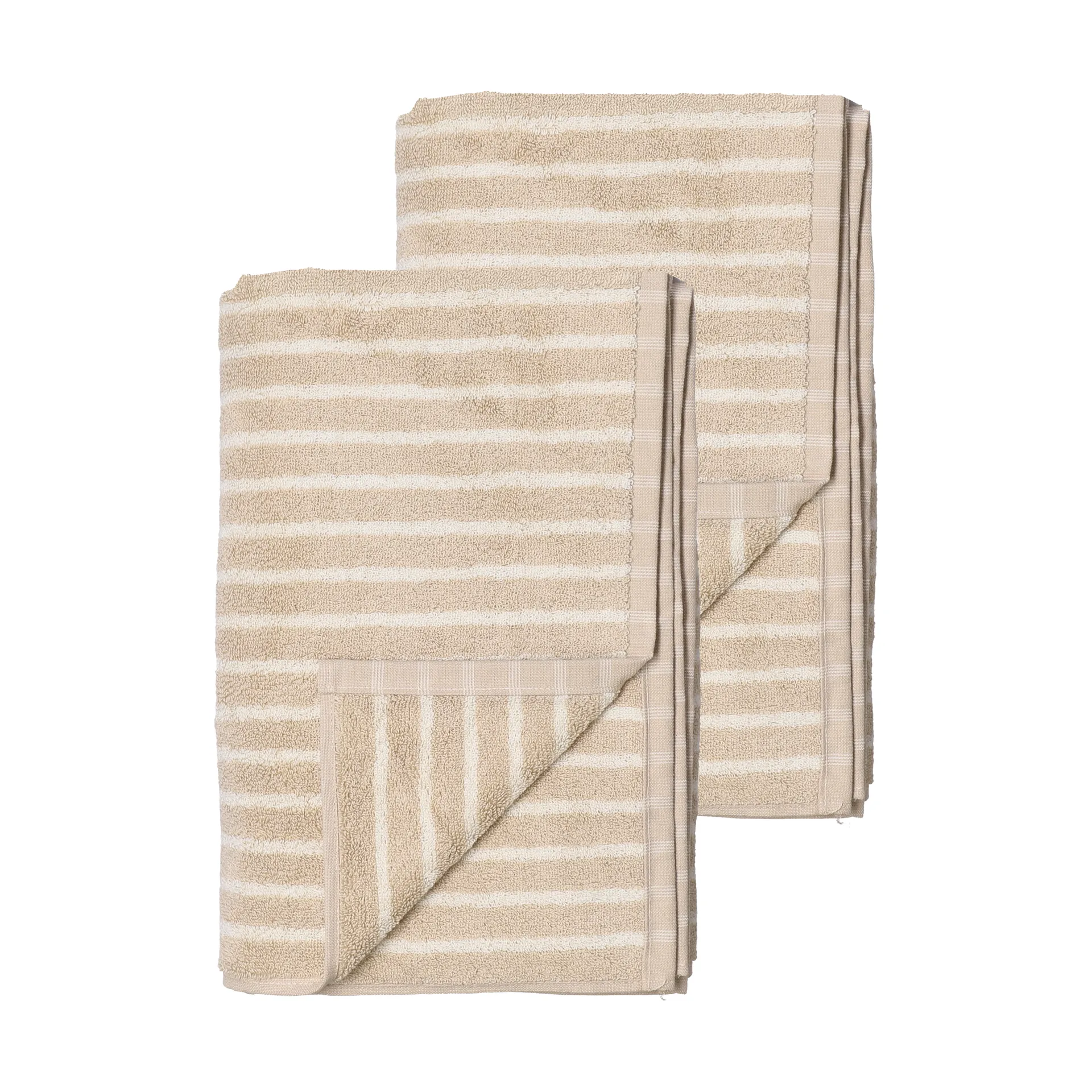 Drift badehåndkle 100x150 cm 2‑pakning - Beige-hvit,  Scandi Living