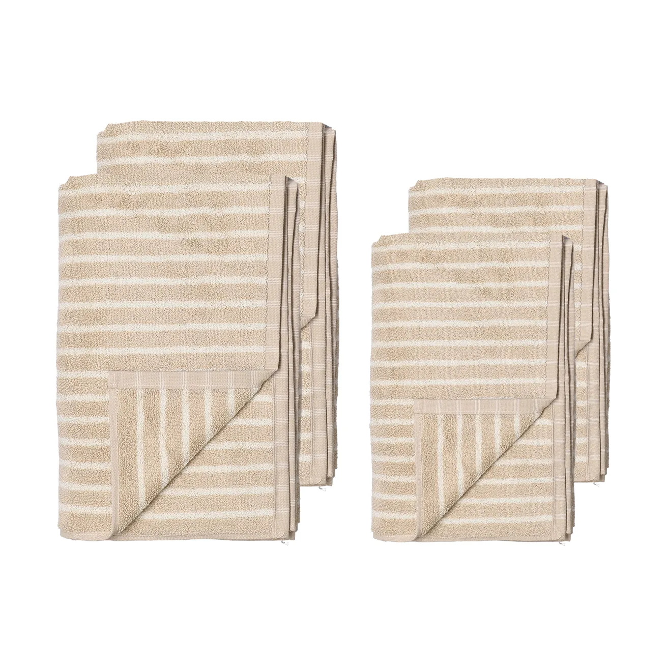 Drift håndklesett 4 deler - Beige-hvit,  Scandi Living