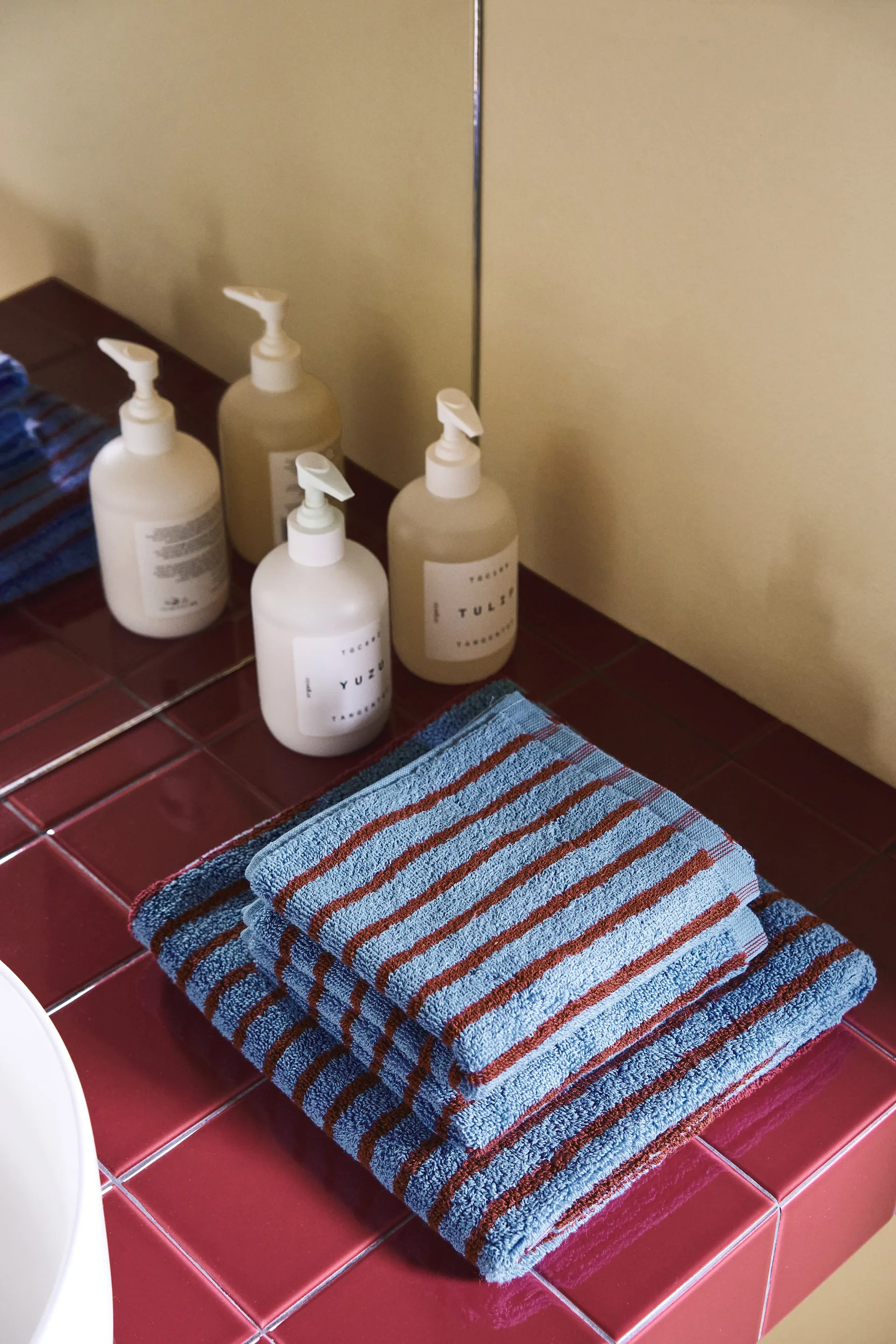 Drift håndklesett 4 deler - Blå-rød Scandi Living