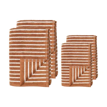 Drift håndklesett 4 deler - Brun-hvit - Scandi Living