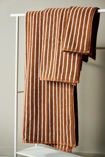 Drift håndklesett 4 deler - Brun-hvit - Scandi Living