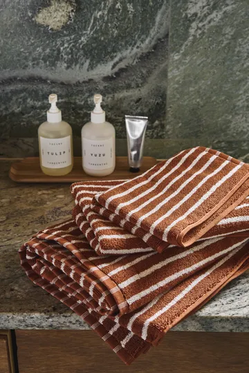 Drift håndklesett 4 deler - Brun-hvit - Scandi Living