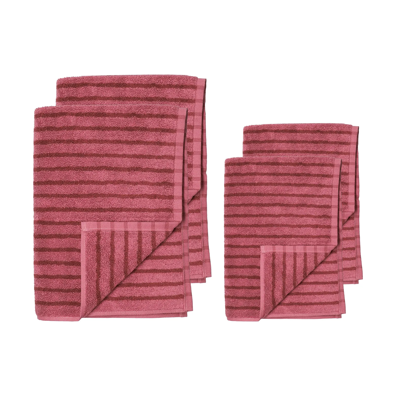 Drift håndklesett 4 deler - Rosa-rød,  Scandi Living