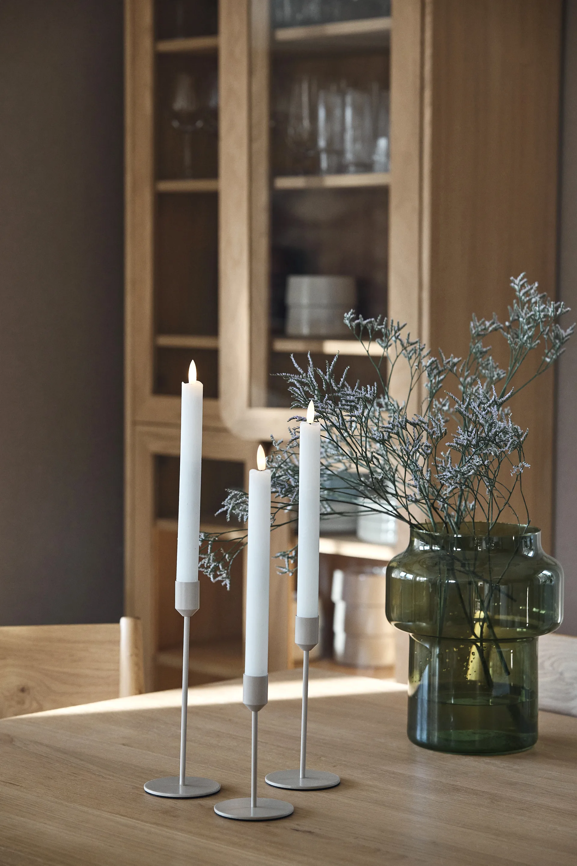 Glare lysestake 14 cm, Greige Scandi Living