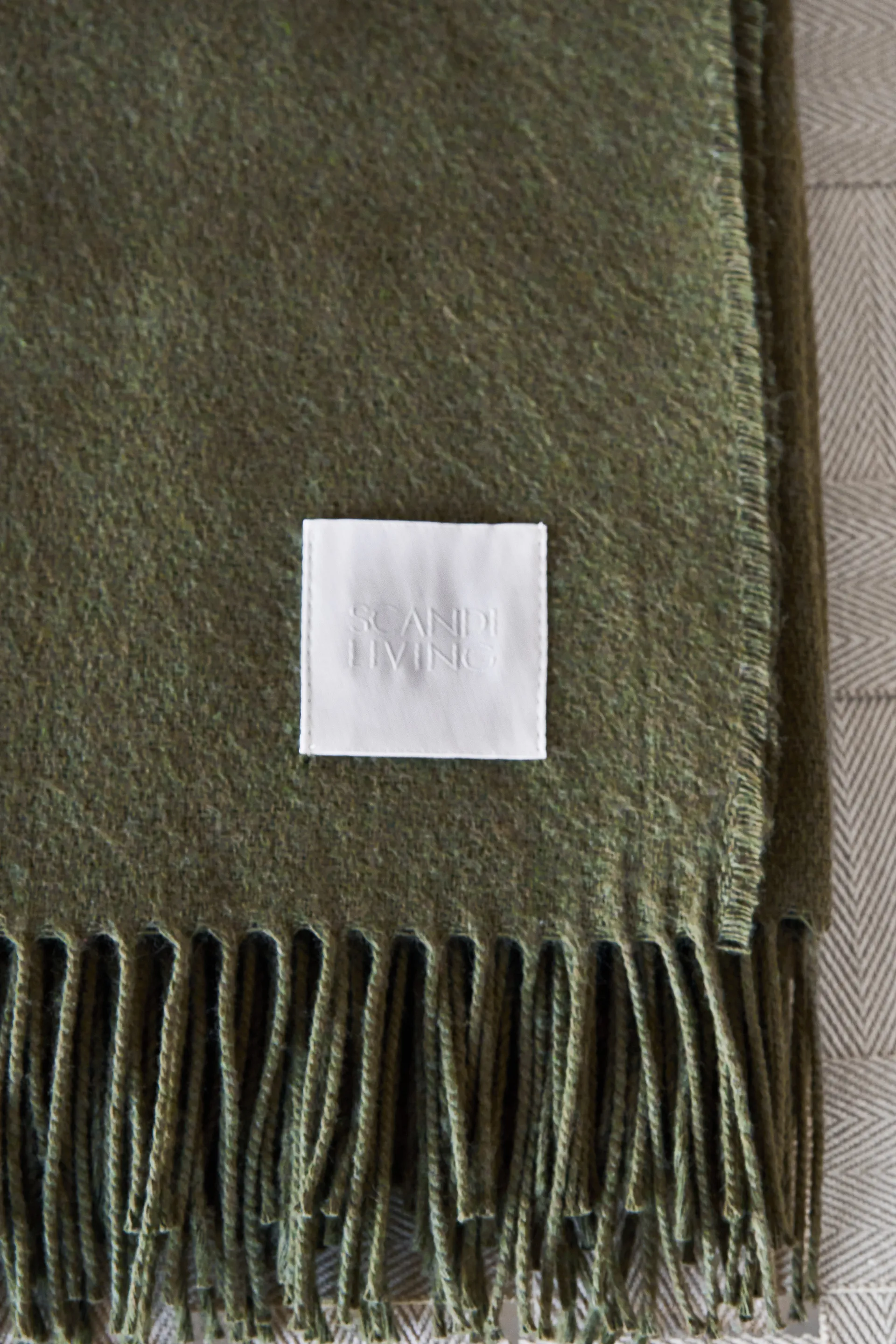 Loom bomullspledd 125x170 cm, Khaki Scandi Living
