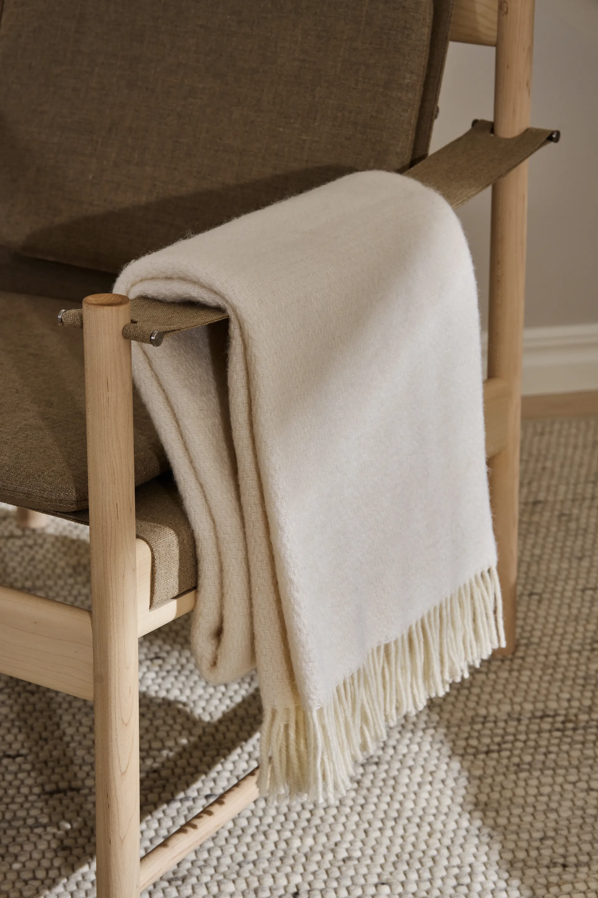 Sandstone ullpledd 130x180 cm, Creme Scandi Living