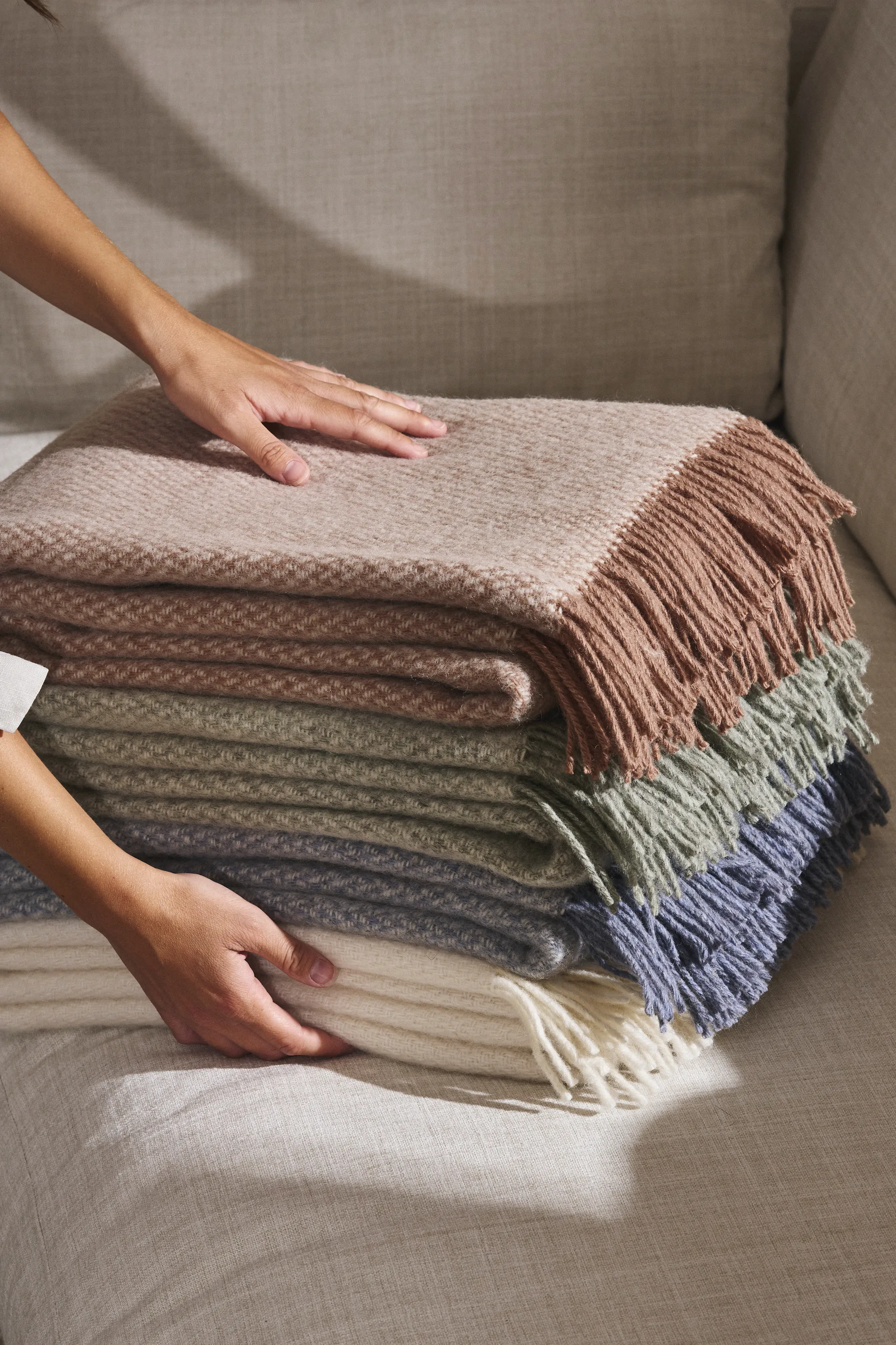 Sandstone ullpledd 130x180 cm, Creme Scandi Living