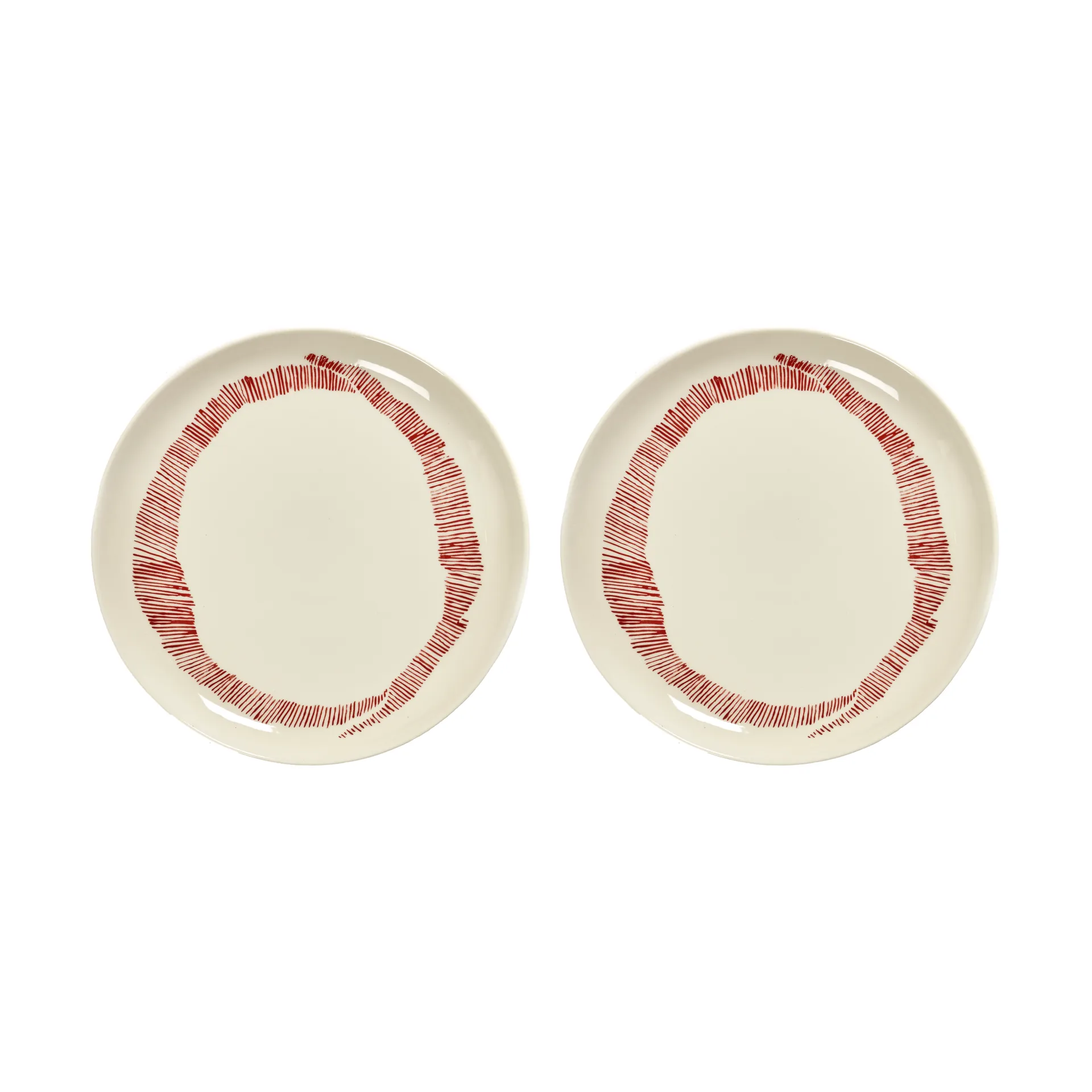 Ottolenghi Feast tallerken M Ø22,5 cm 2-pakning, White stripes-red Serax