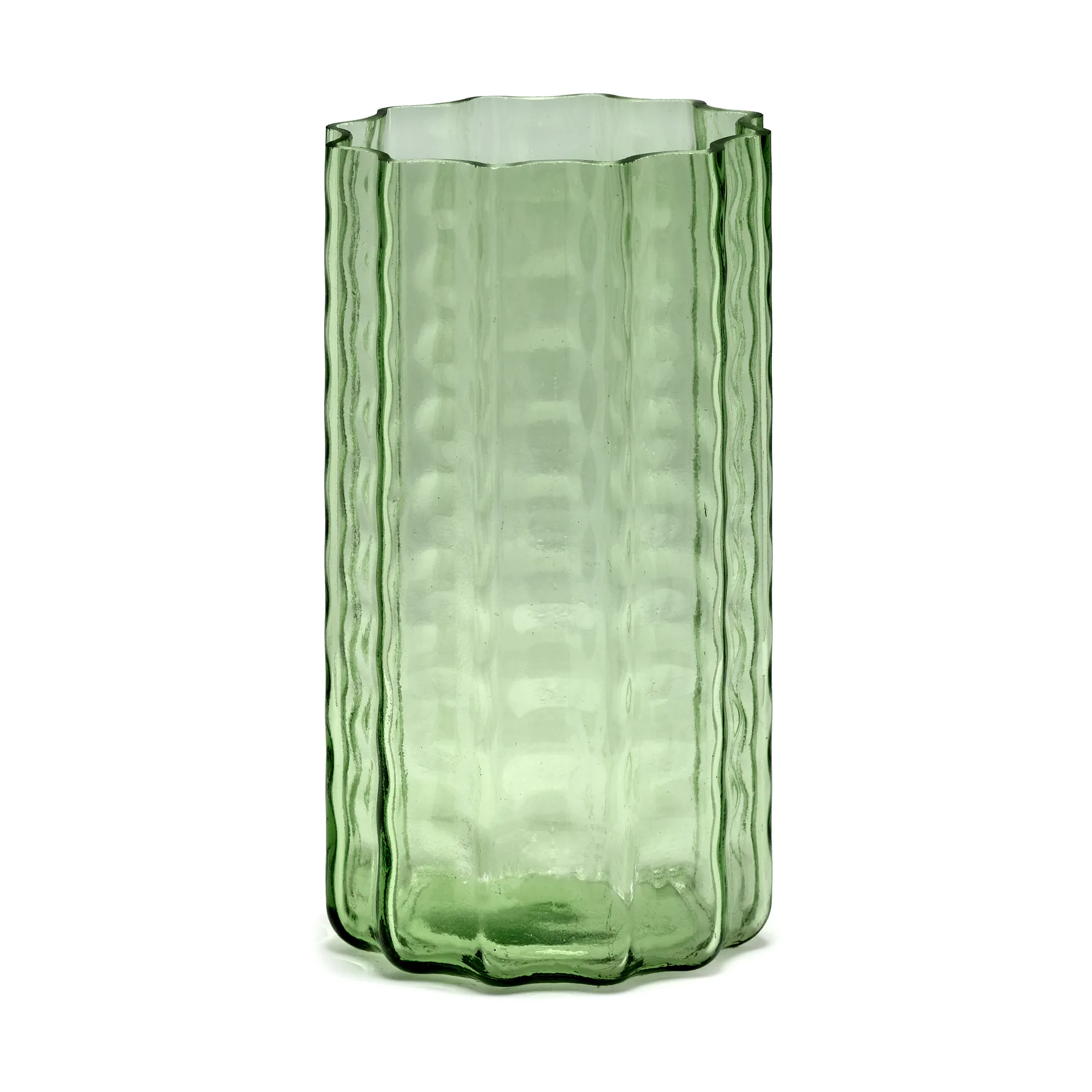 Waves 01 vase 21 cm, Green-clear Serax