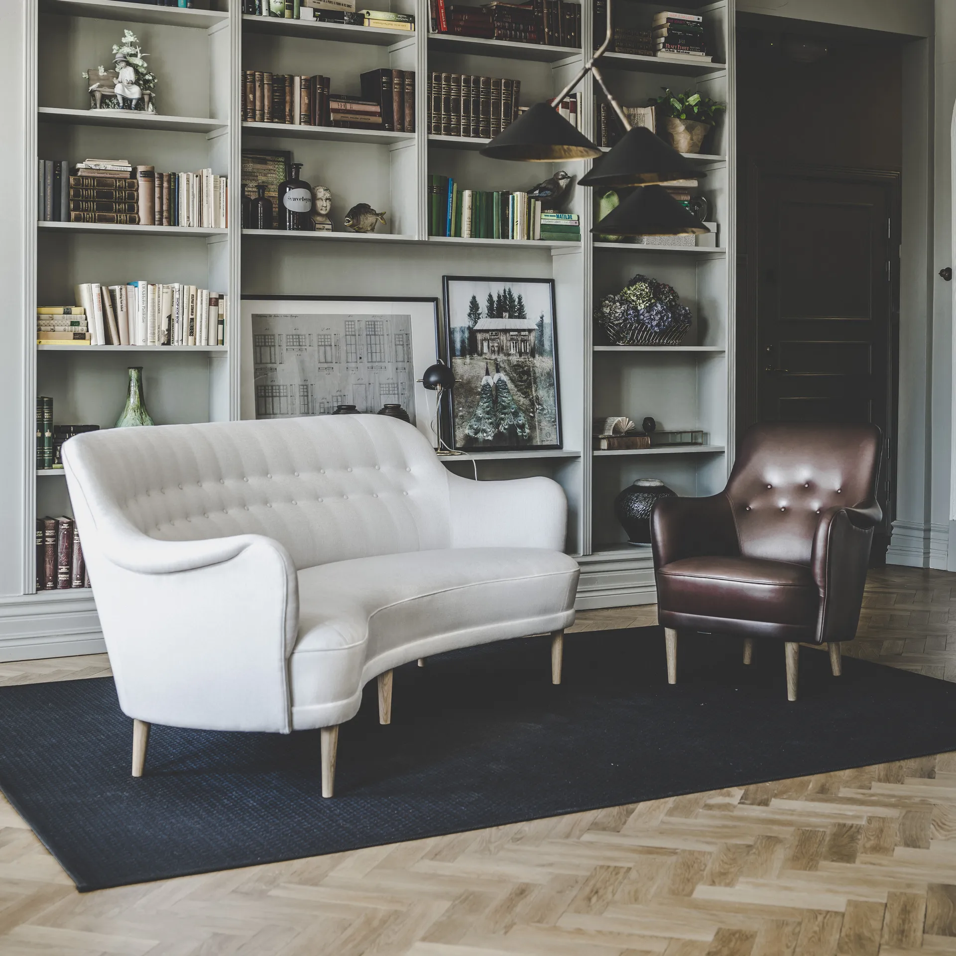 Runde Samsas sofa, stoff rami 6810 natur, elfenben Sjögren