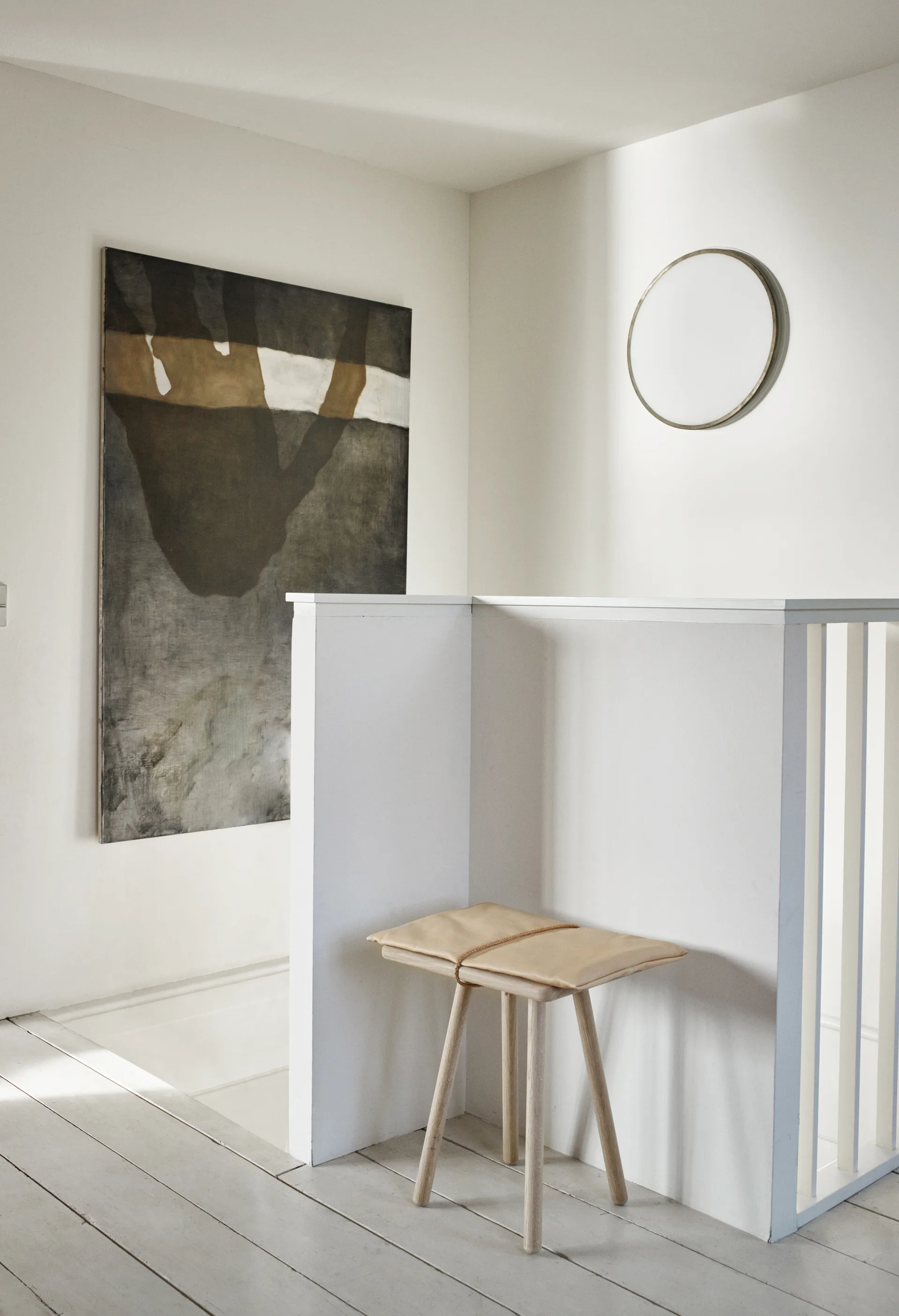 Georg lærpute med stropp til krakk/barstol, Beige-brun Skagerak