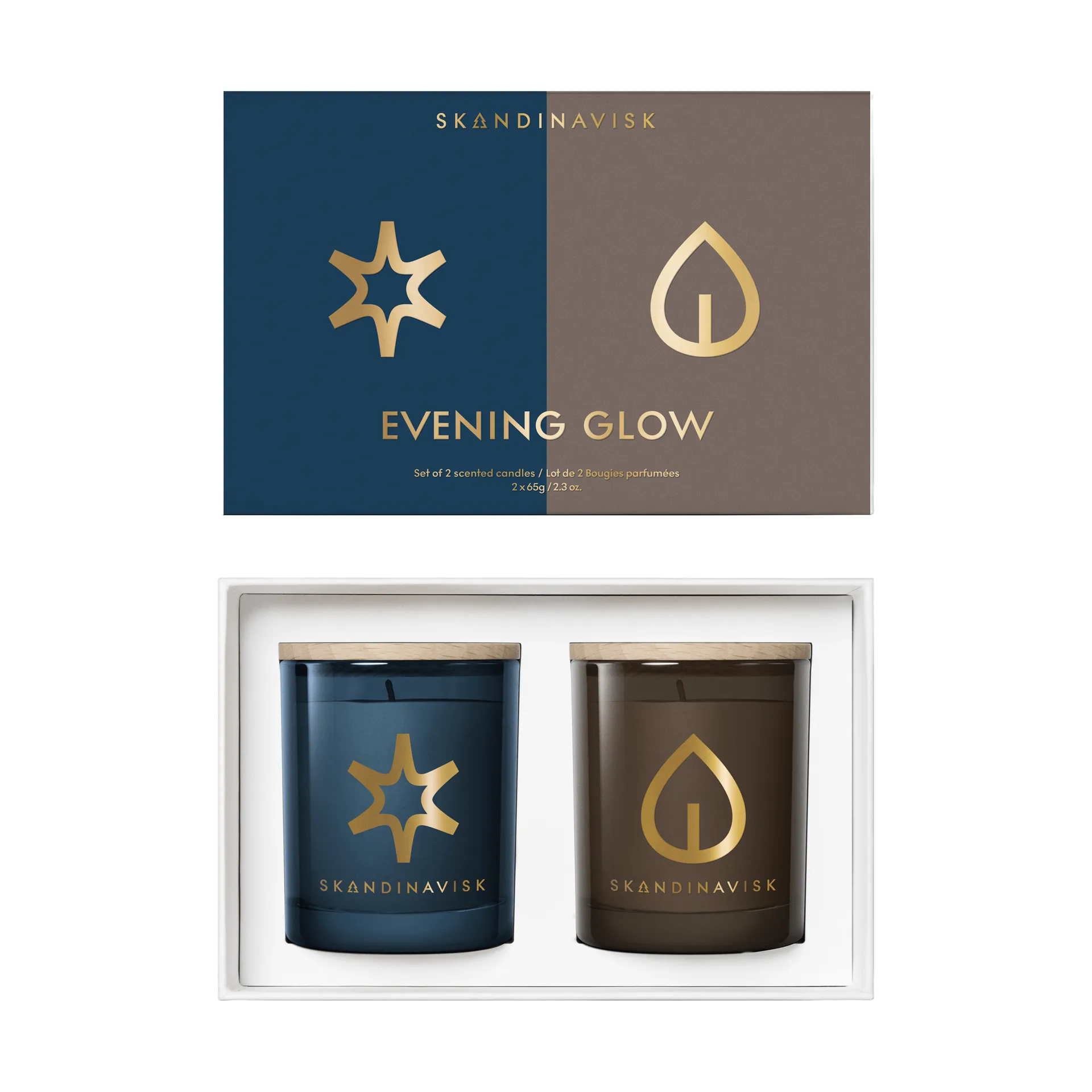 Evening Glow duftlys gavesett 2 deler, 65 g Skandinavisk