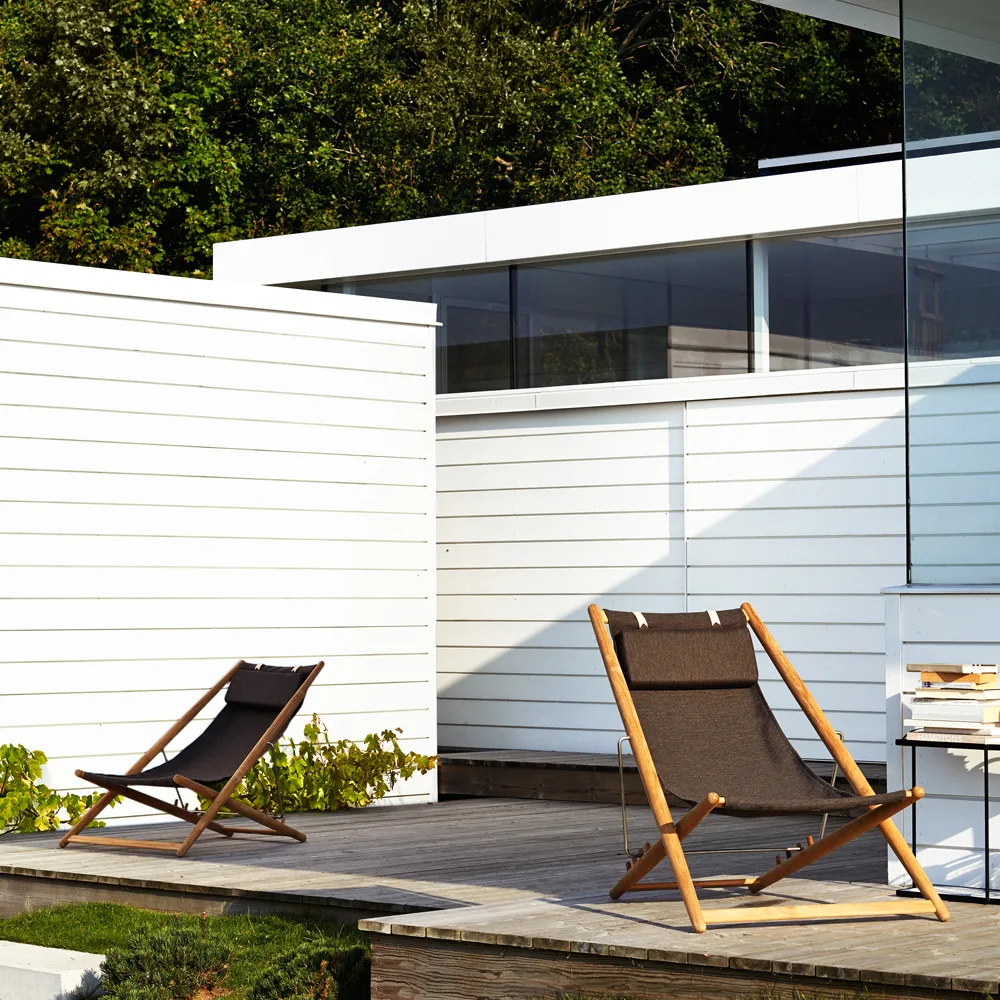 H55 hvilestol teak, Agora Nautic white Skargaarden