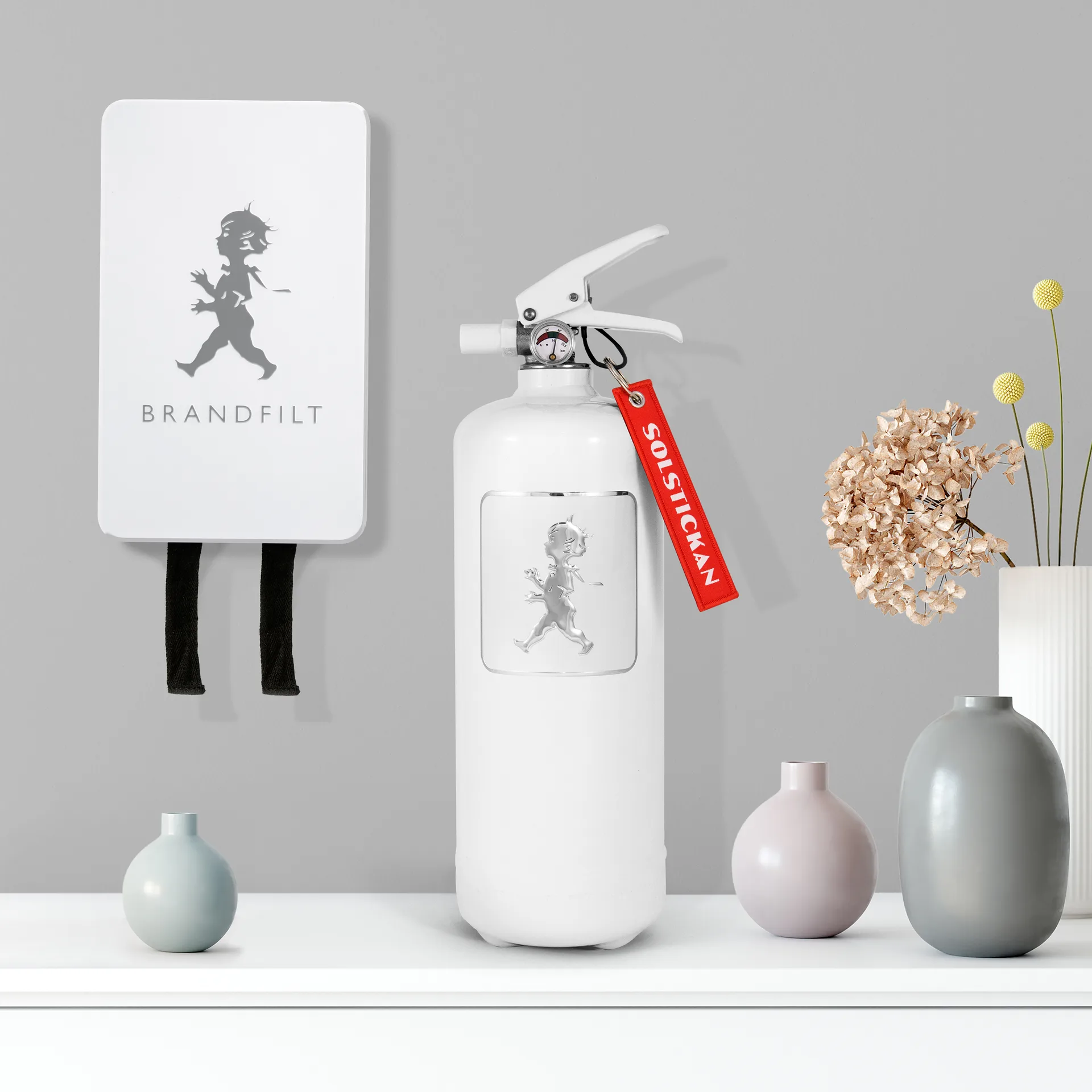 Solstickan brannslukker 2 kg, Hvit-sølv Solstickan Design