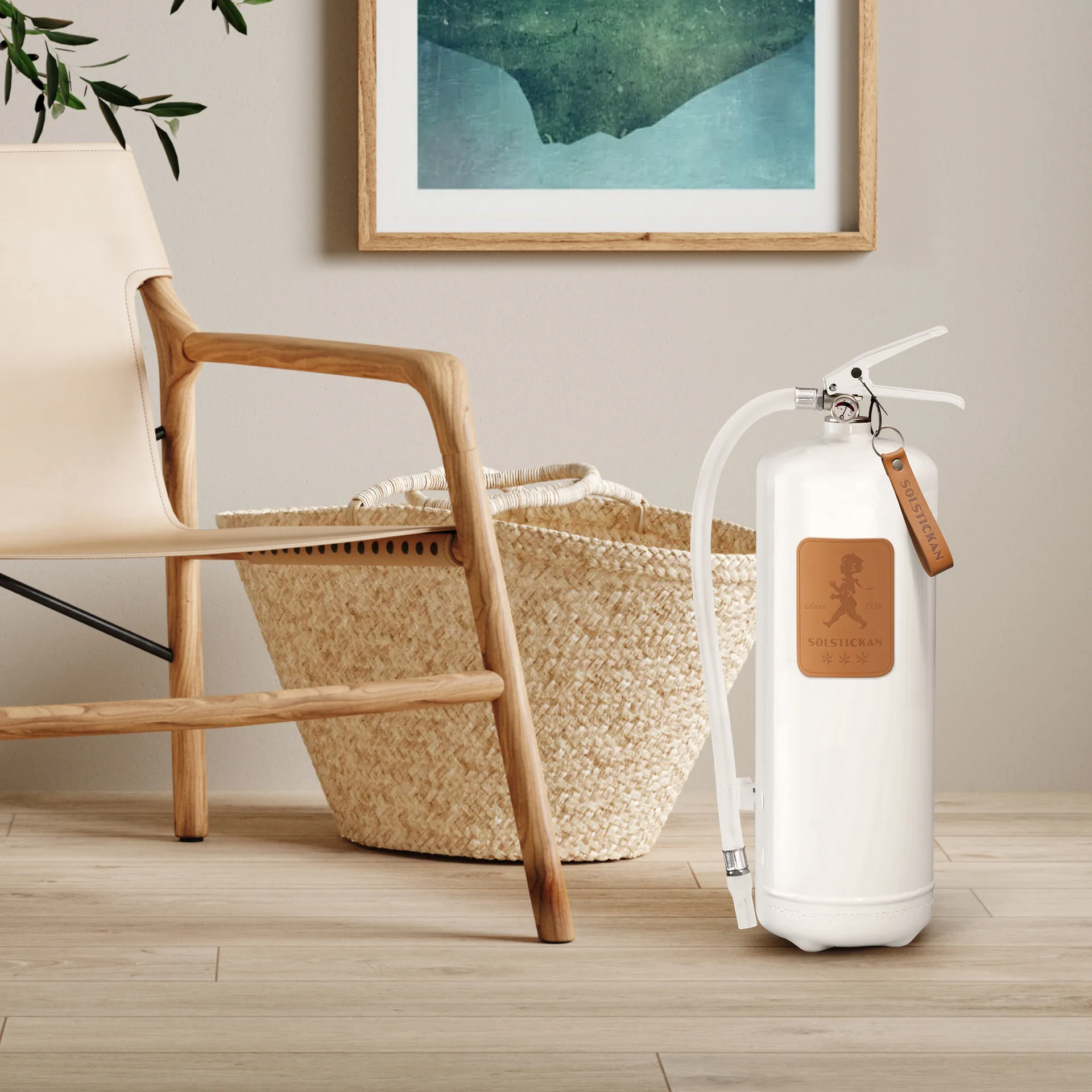 Solstickan brannslukker 6 kg, Hvit-lyst skinn Solstickan Design