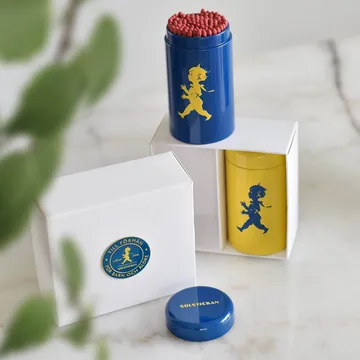 Solstickan fyrstikkrør 2-pack gaveeske - Gul, blå - Solstickan Design