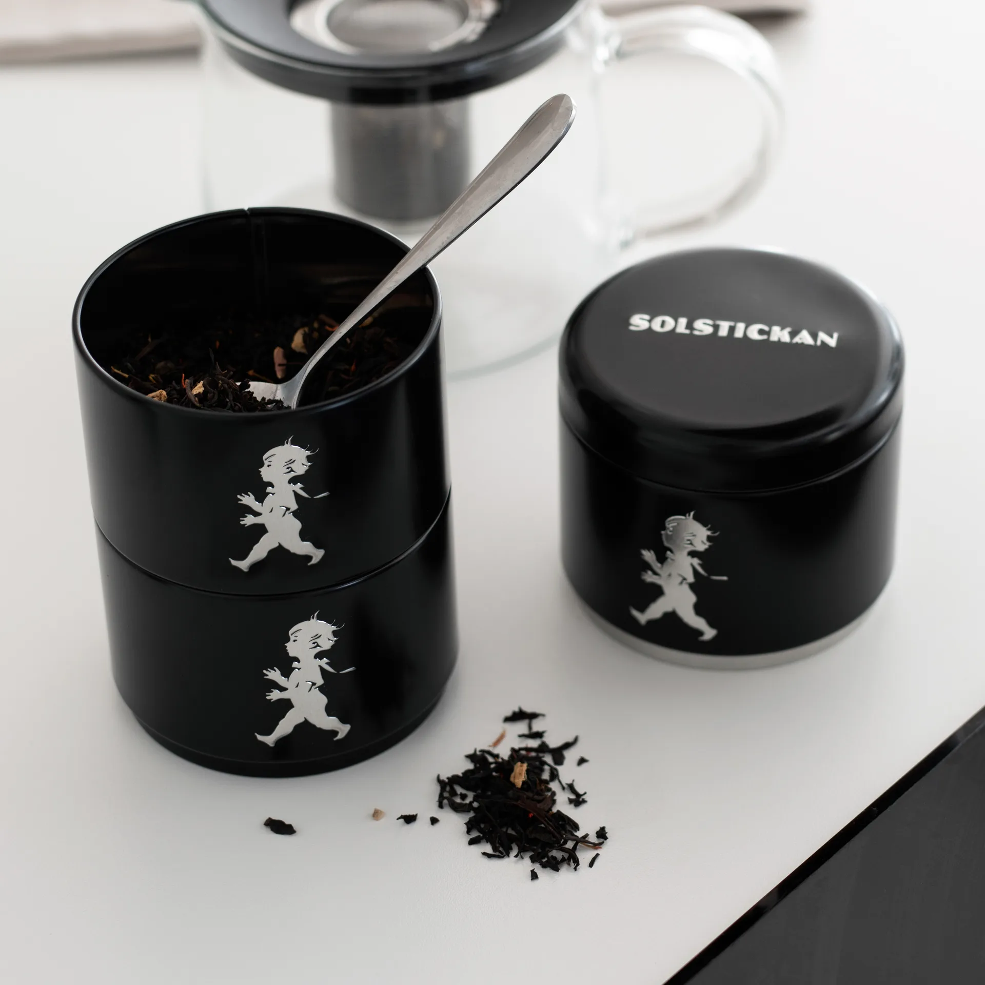 Solstickan oppbevaringsboks tredelt Ø 8,5 cm, Svart Solstickan Design