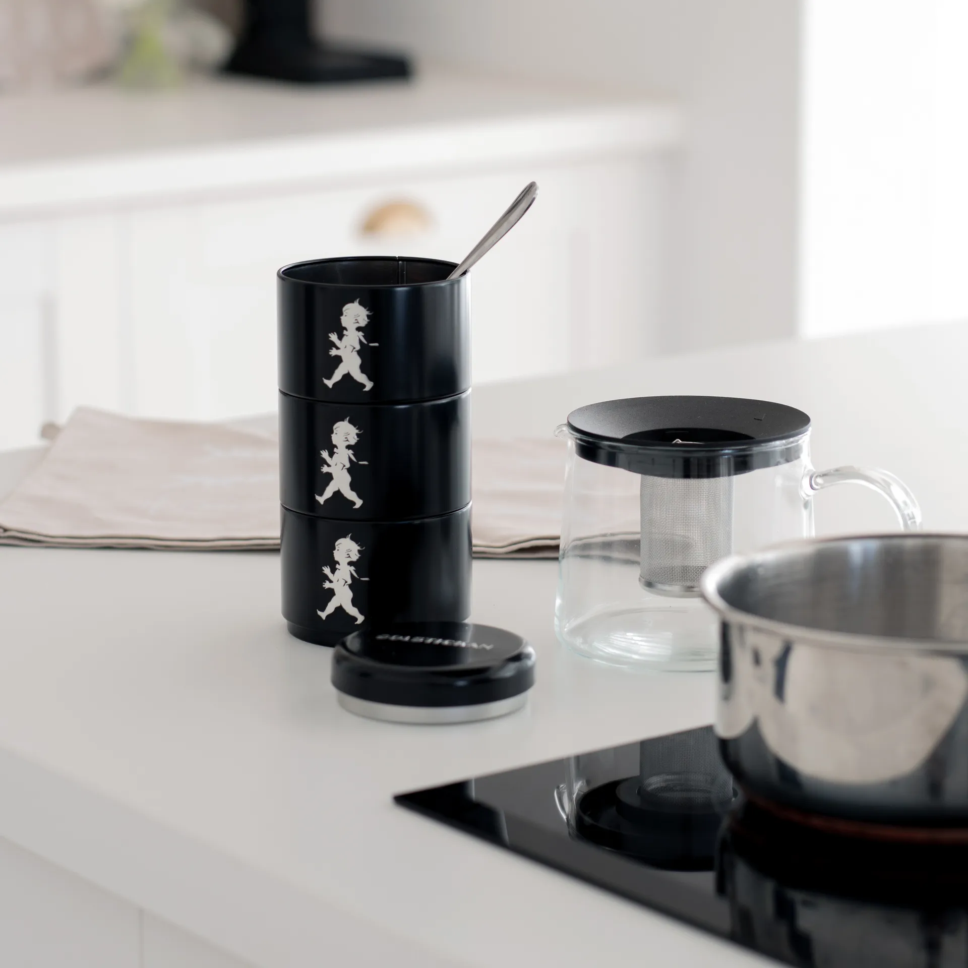 Solstickan oppbevaringsboks tredelt Ø 8,5 cm, Svart Solstickan Design