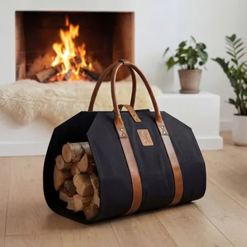 Solstickan vedkurv canvas - Svart - Solstickan Design
