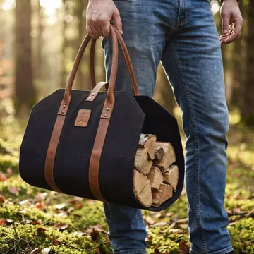 Solstickan vedkurv canvas - Svart - Solstickan Design