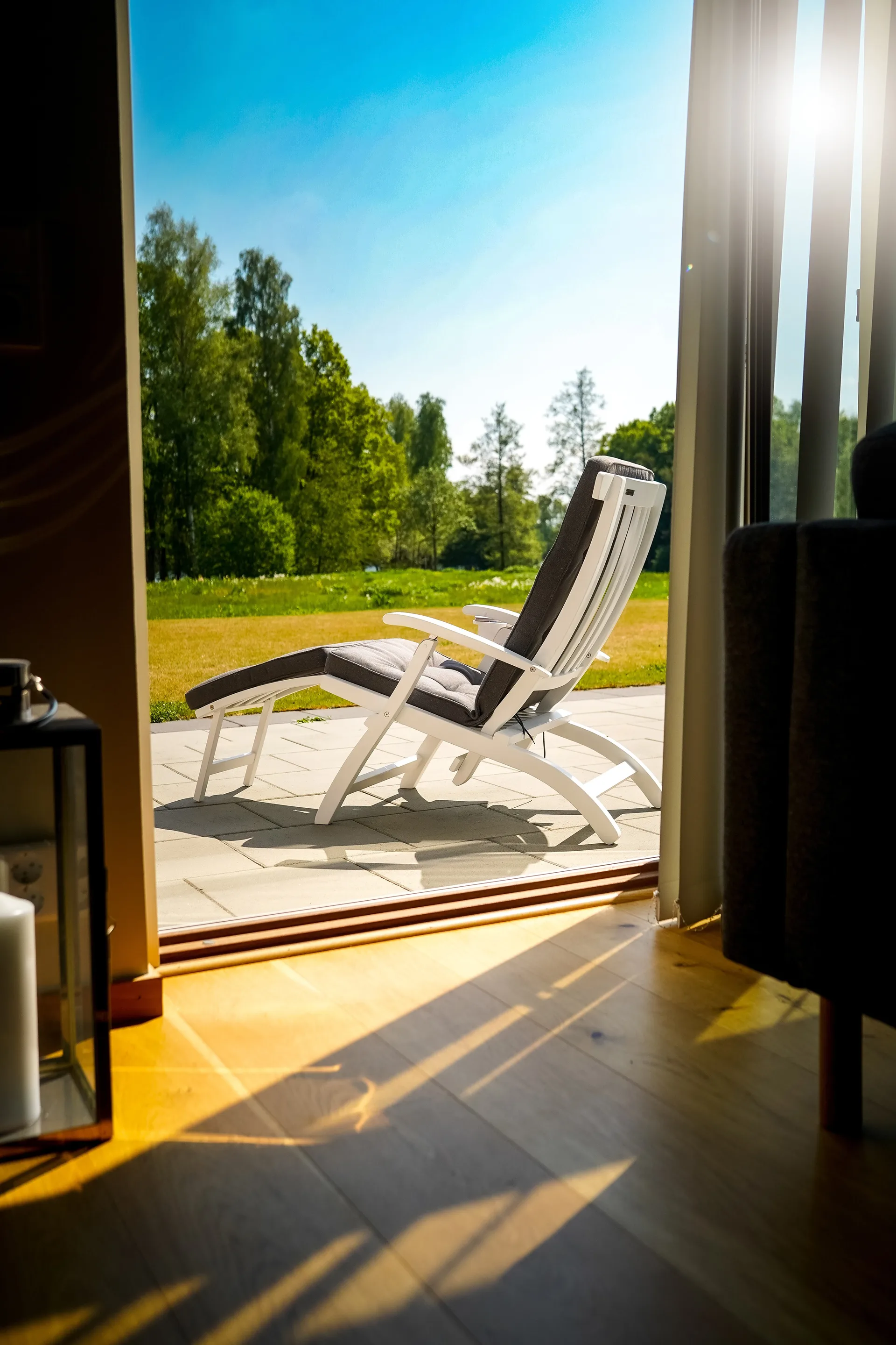 Lobby dekkstol, Inkl. brett og regntrekk Stockamöllan